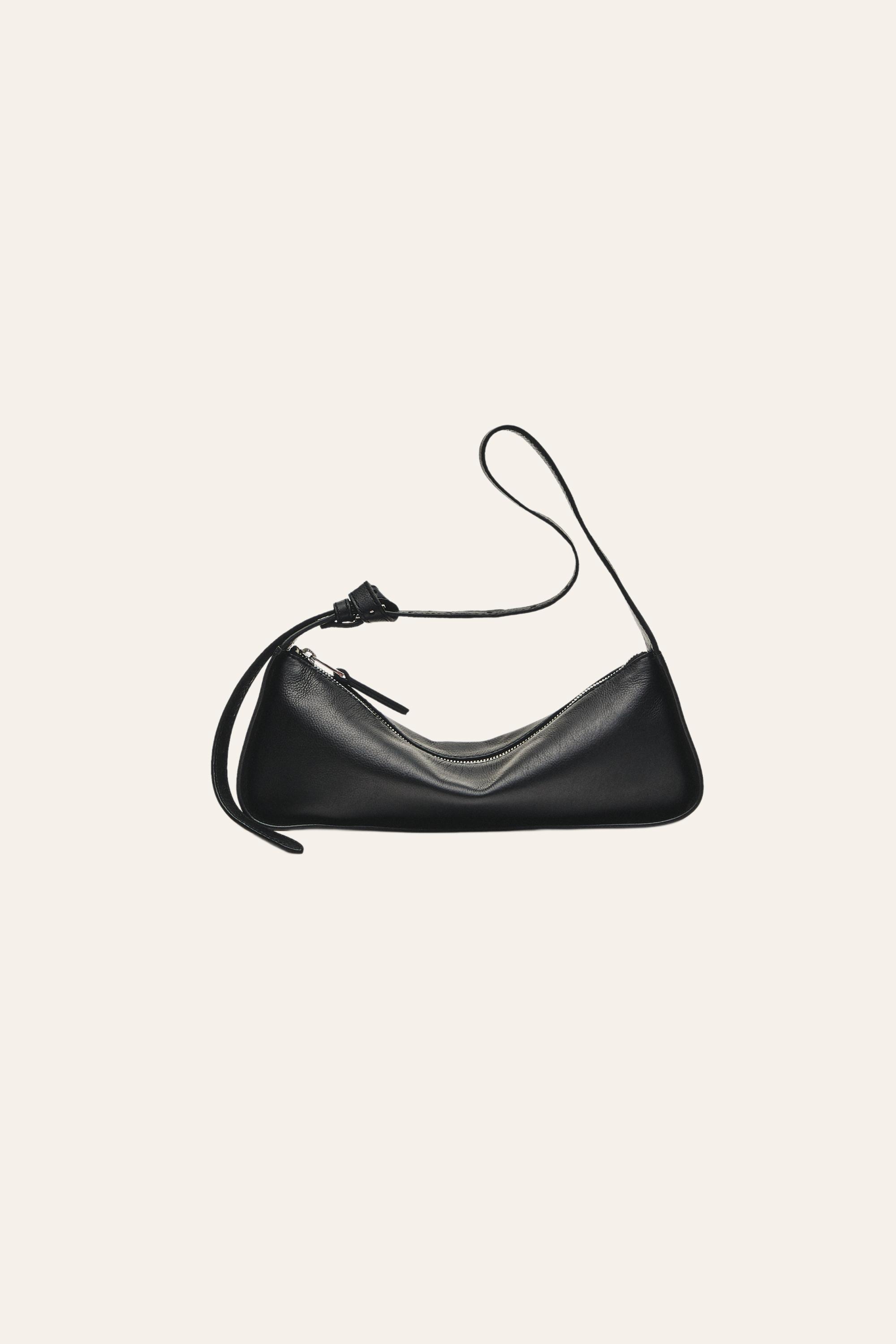 Mini leather shoulder bag — BLACK