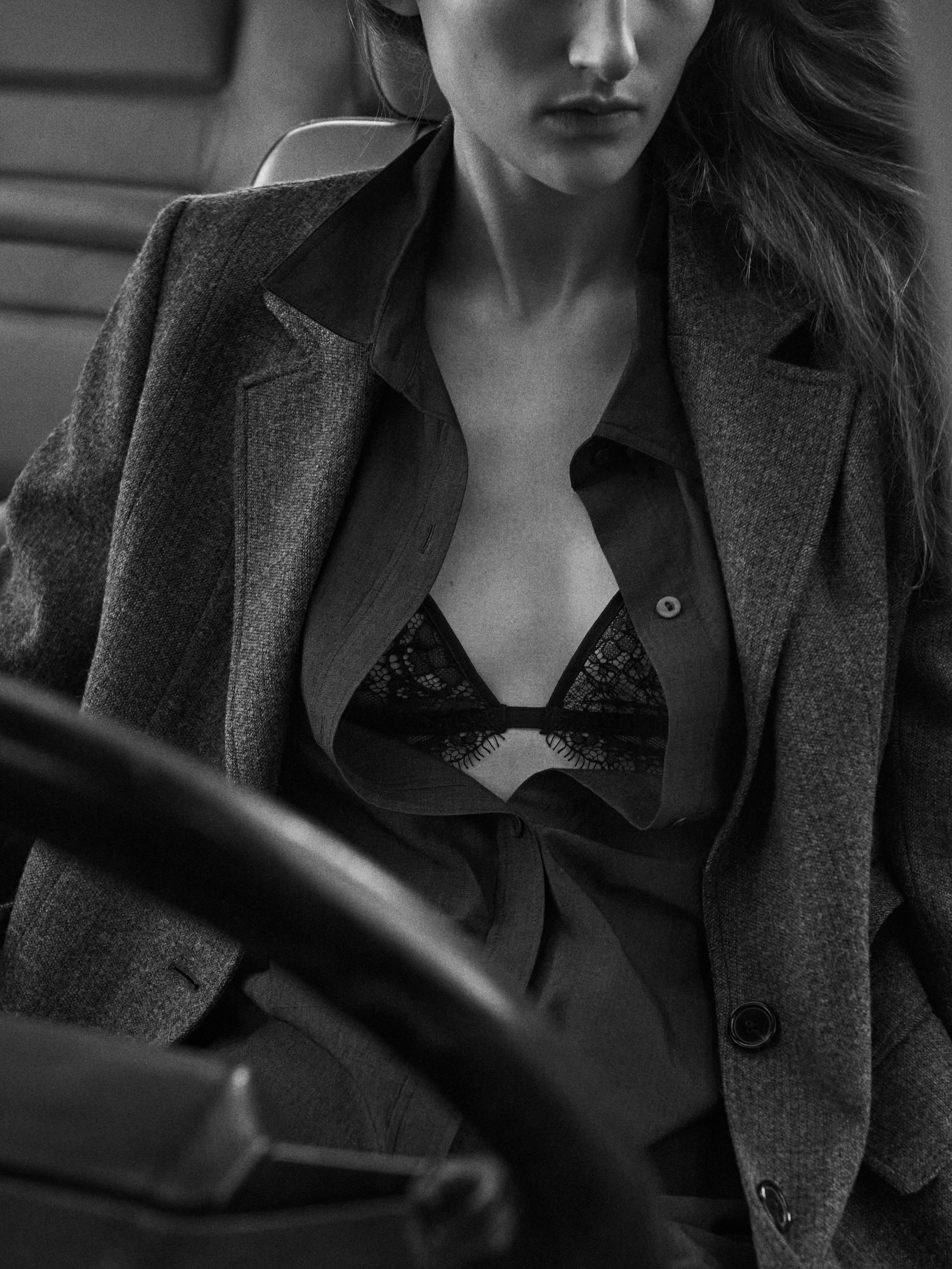 Flecked suit blazer with belt