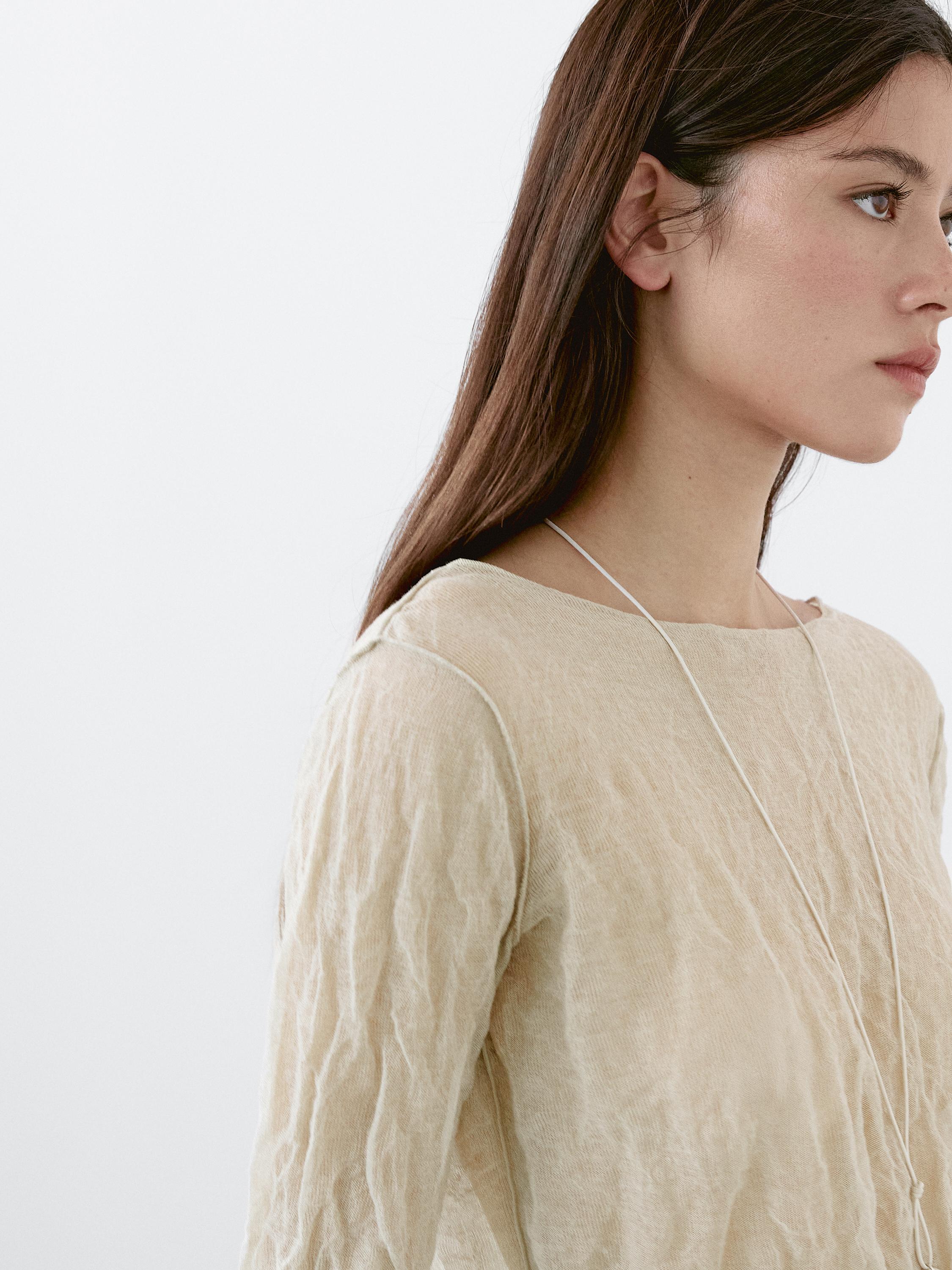 Creased-effect long sleeve T-shirt