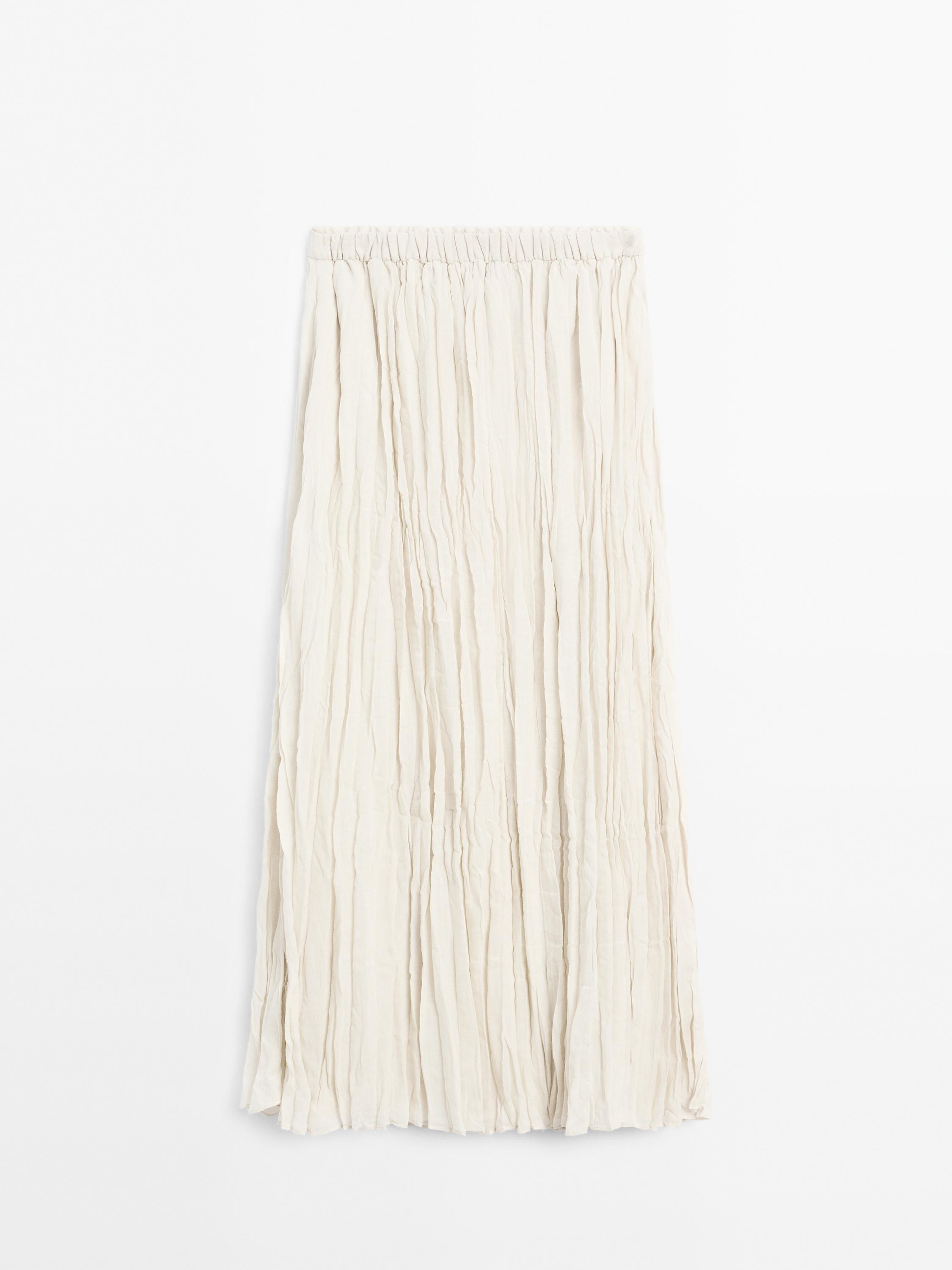Flared pleated midi skirt