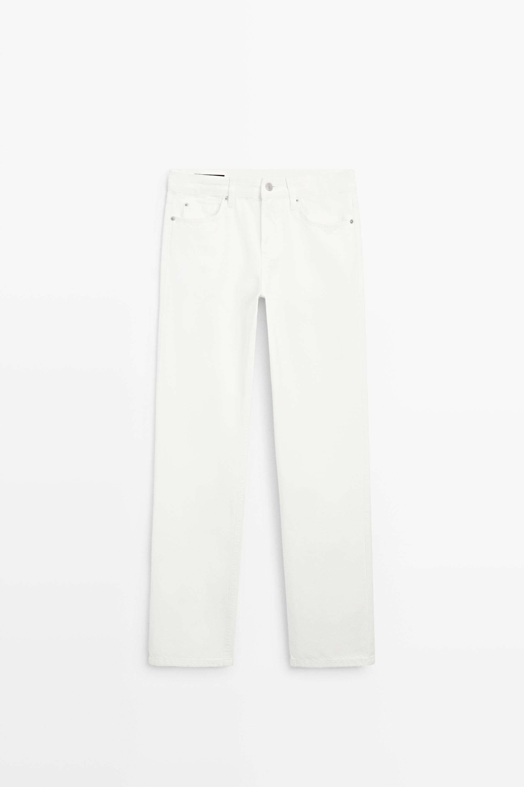 Low-rise straight-leg jeans — Off white