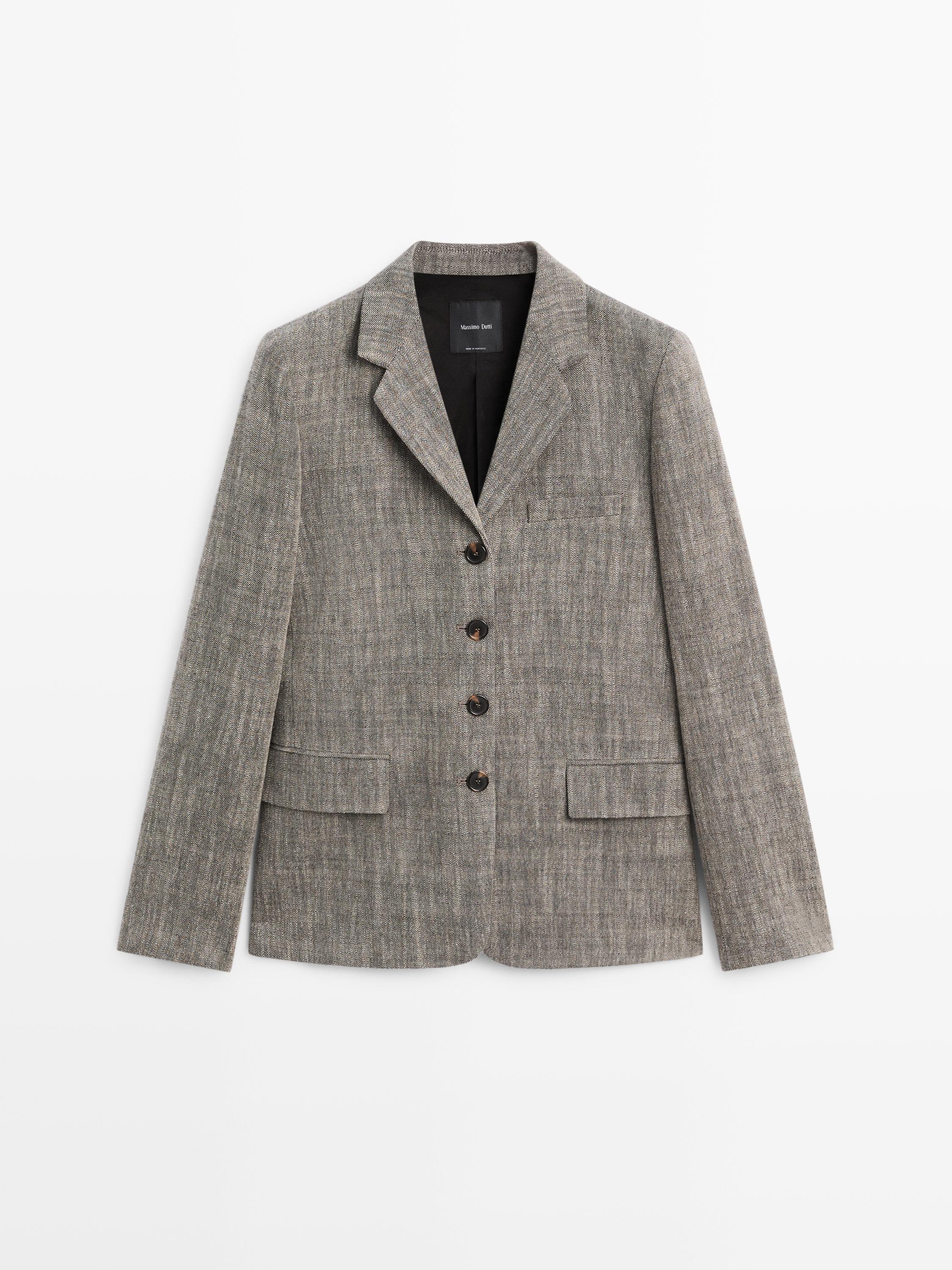 Flecked wool blend blazer — GREY