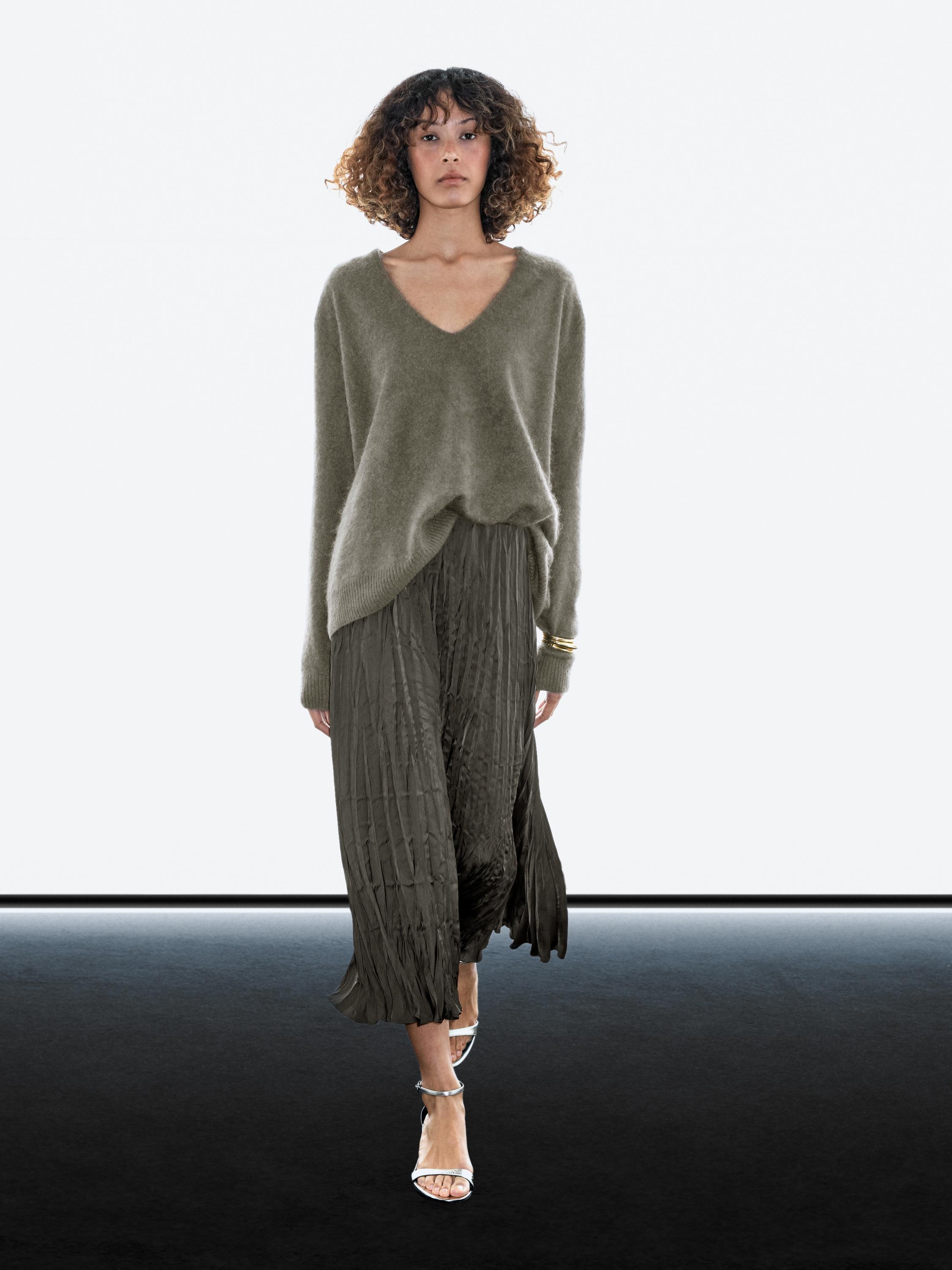Jersey punto cuello pico lana cashmere