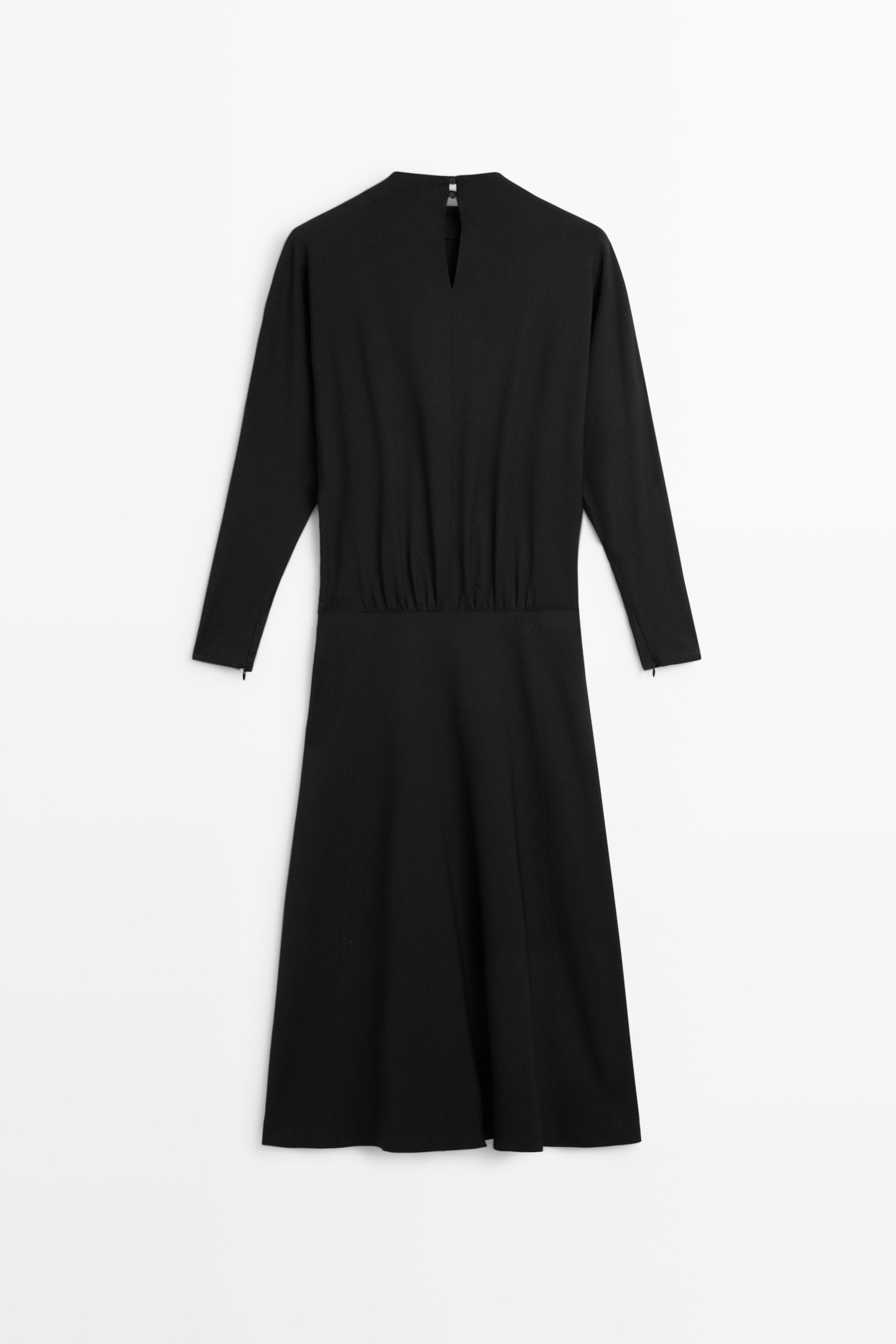 Long sleeve midi dress — BLACK