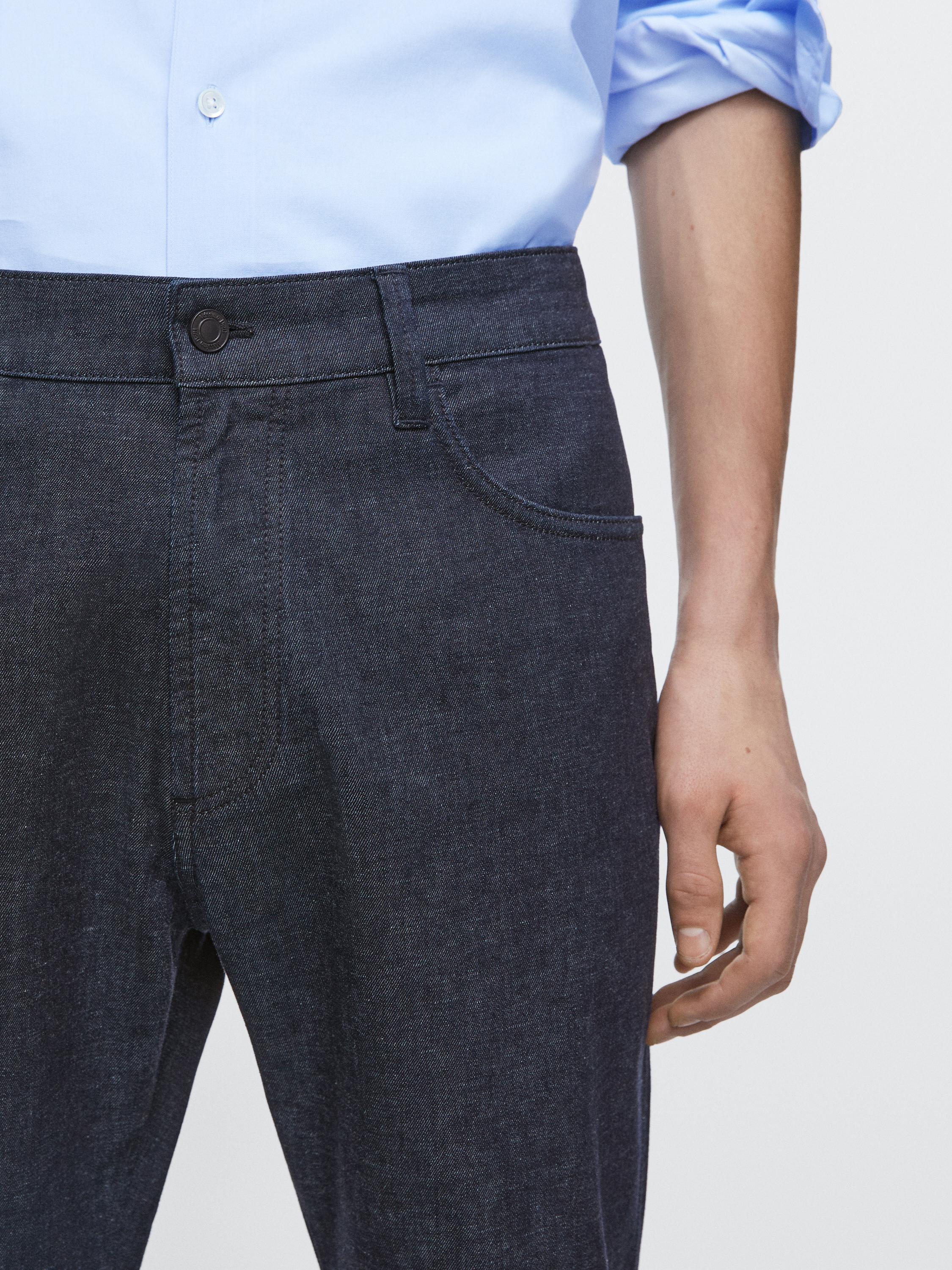 Lightweight slim-fit rinse wash jeans — DEEP BLUE