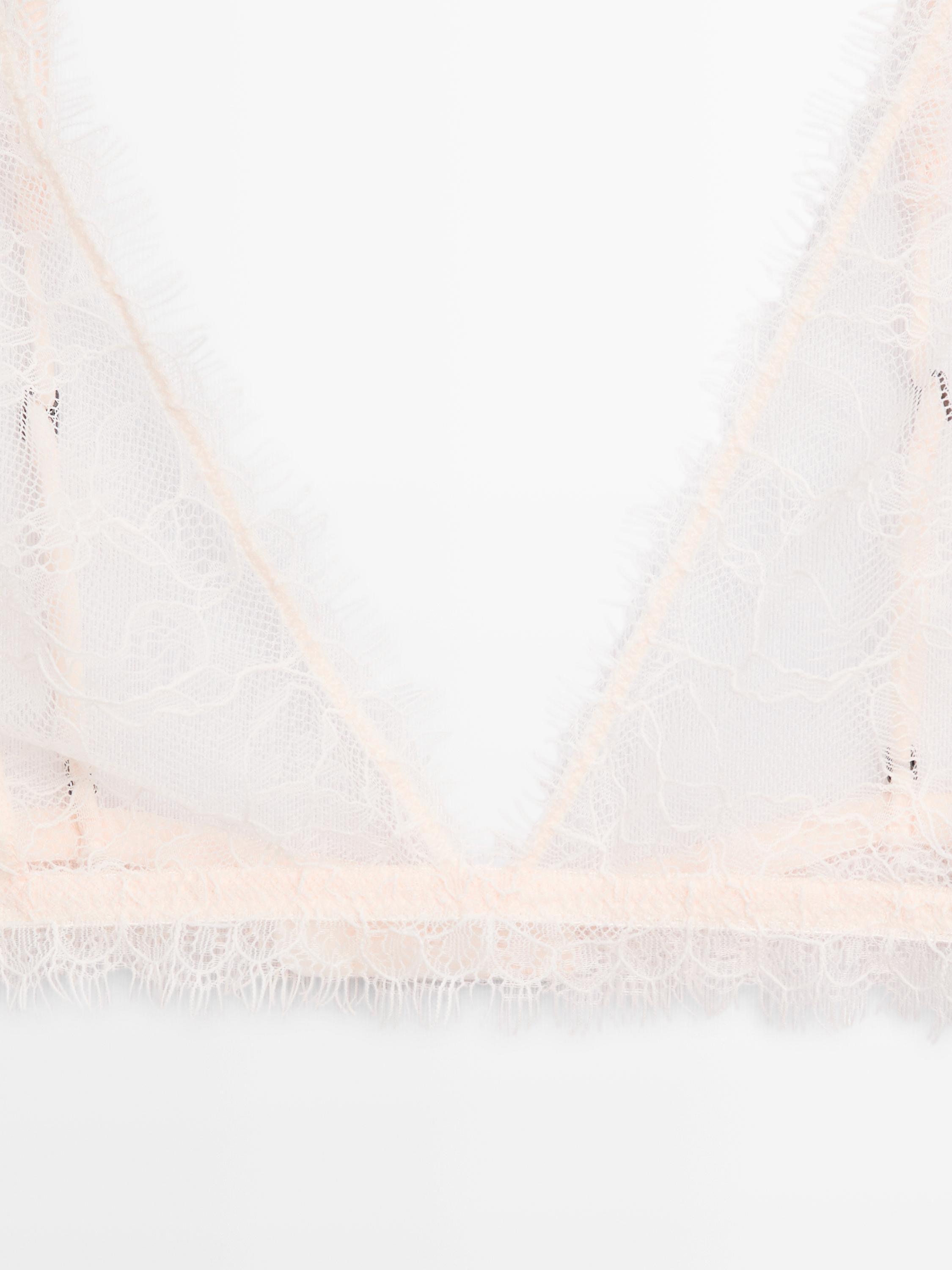 Frayed lace bralette — CREAM