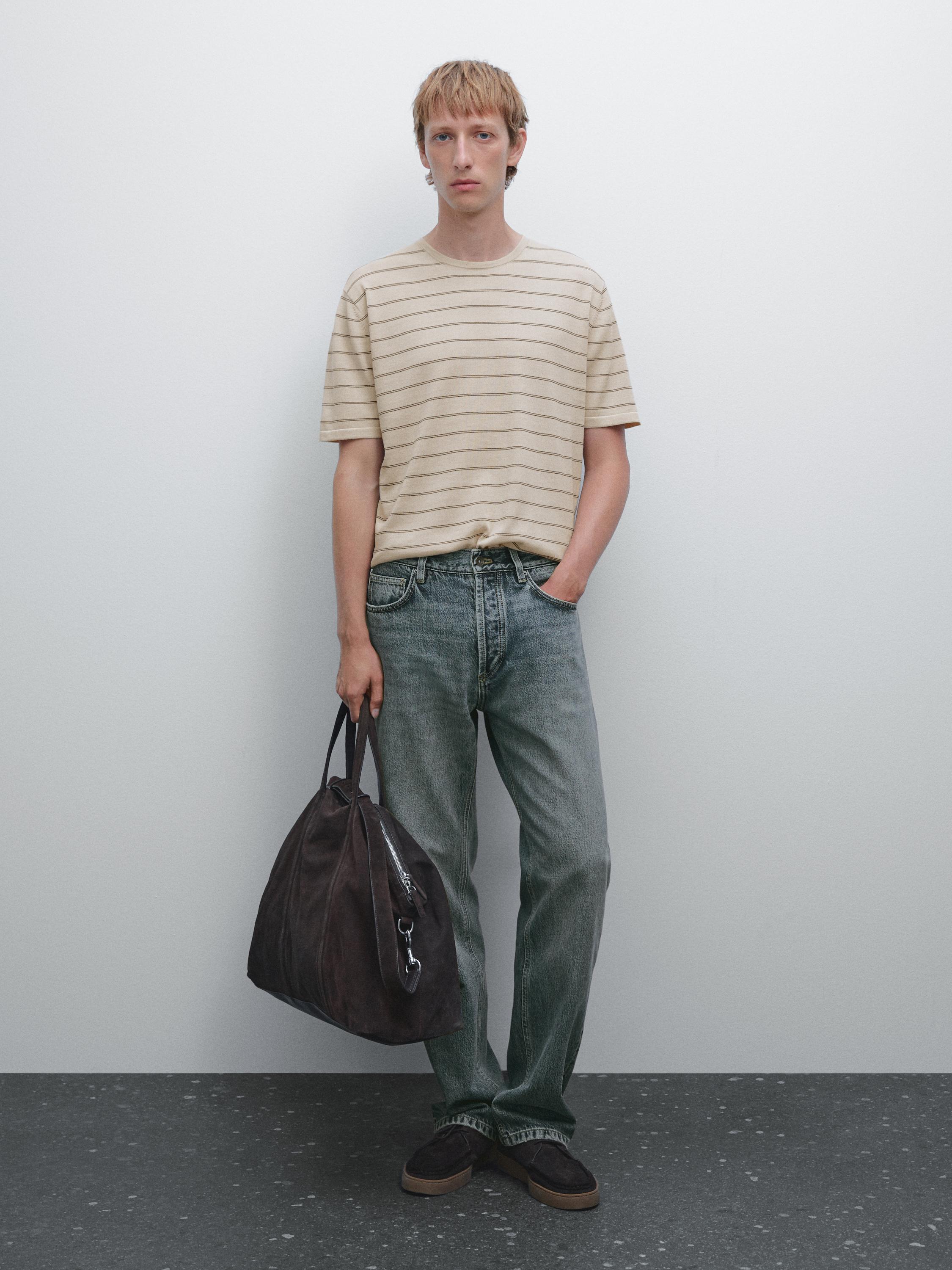 Striped lightweight knit T-shirt