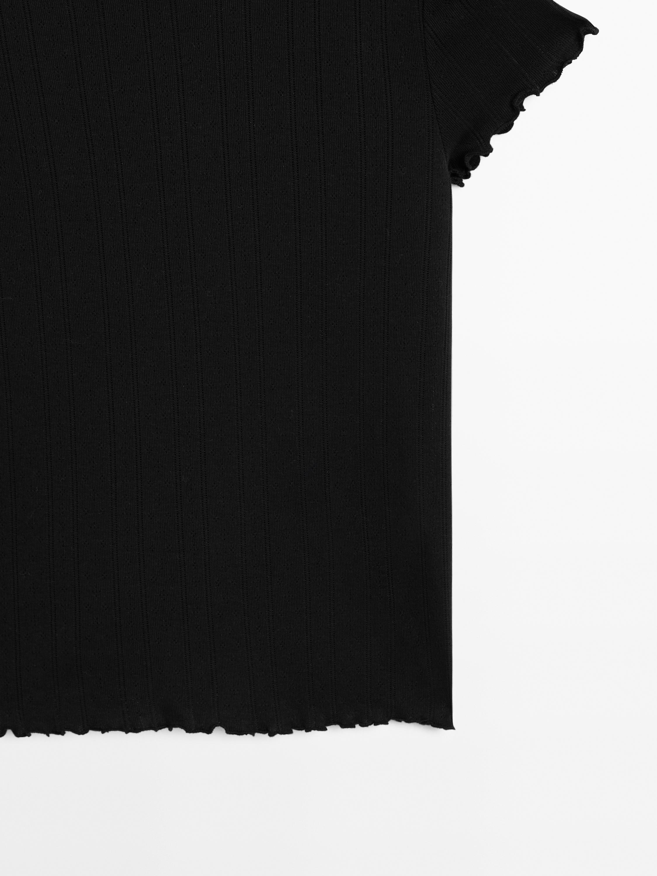 T-shirt pointelle ajouré en coton