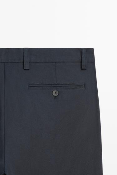 Cotton blend slim fit pants — NAVY BLUE 7