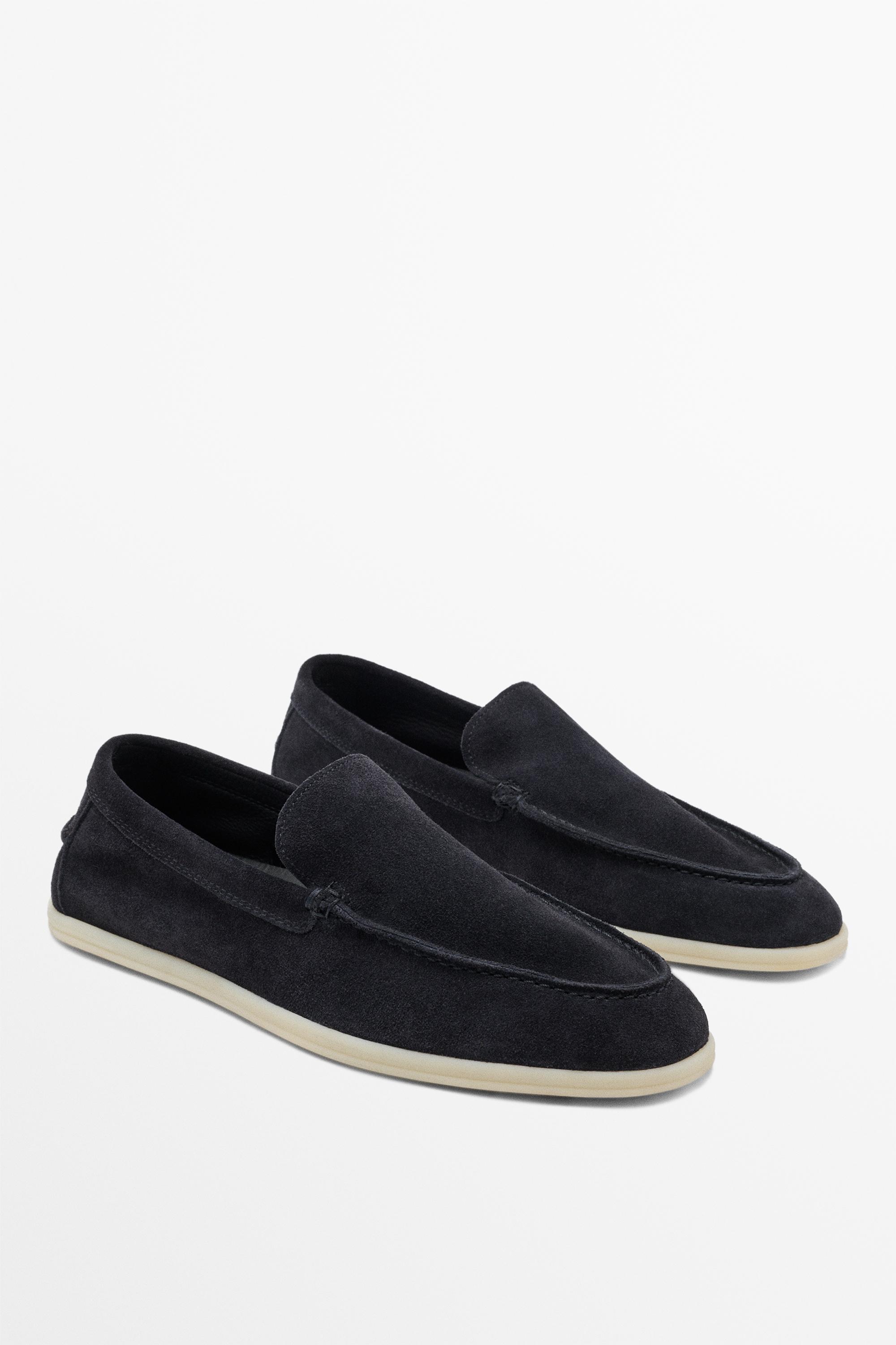 Soft split leather loafers — BLUE