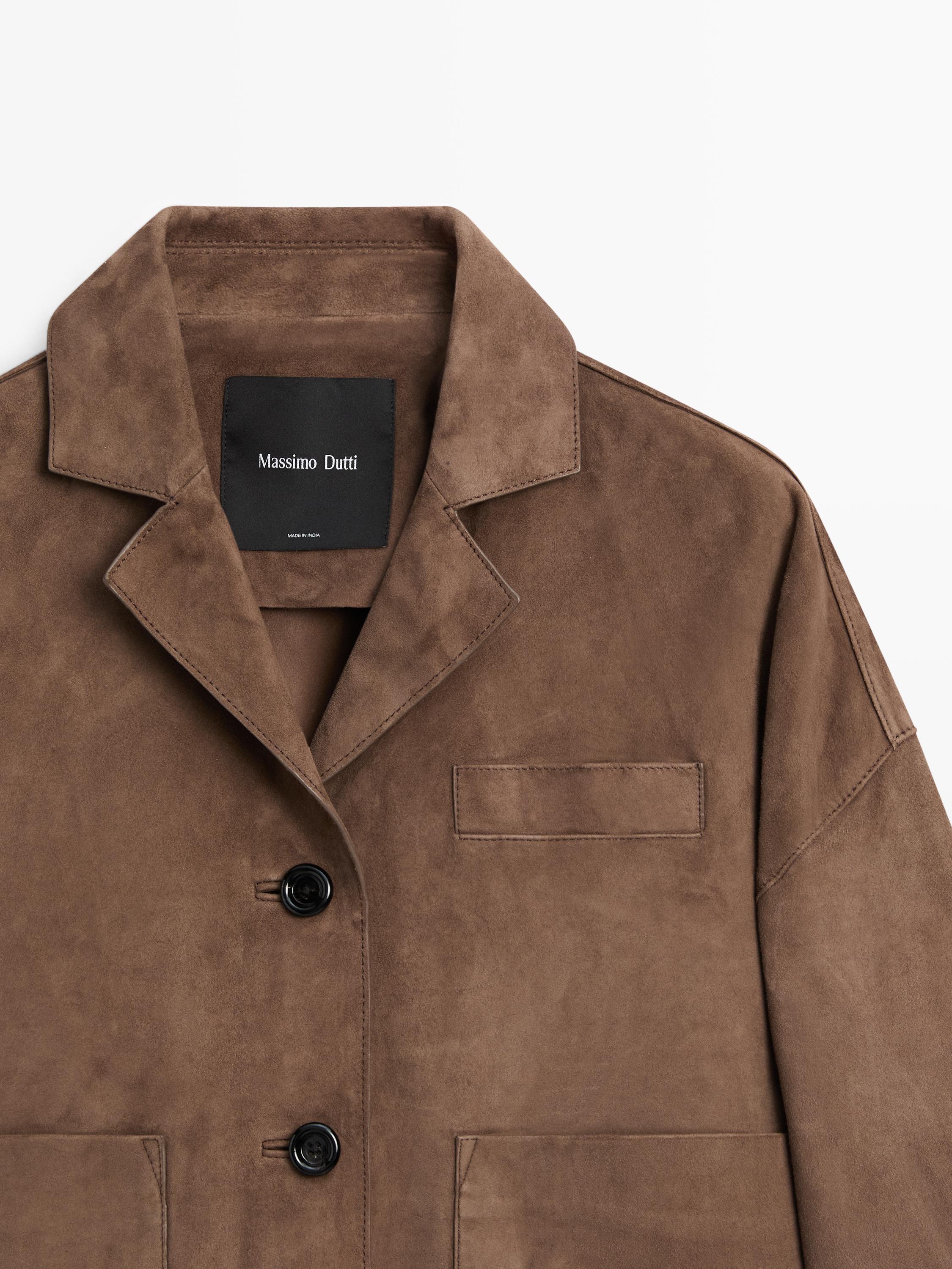 Akışkan süet dokulu deri ceket