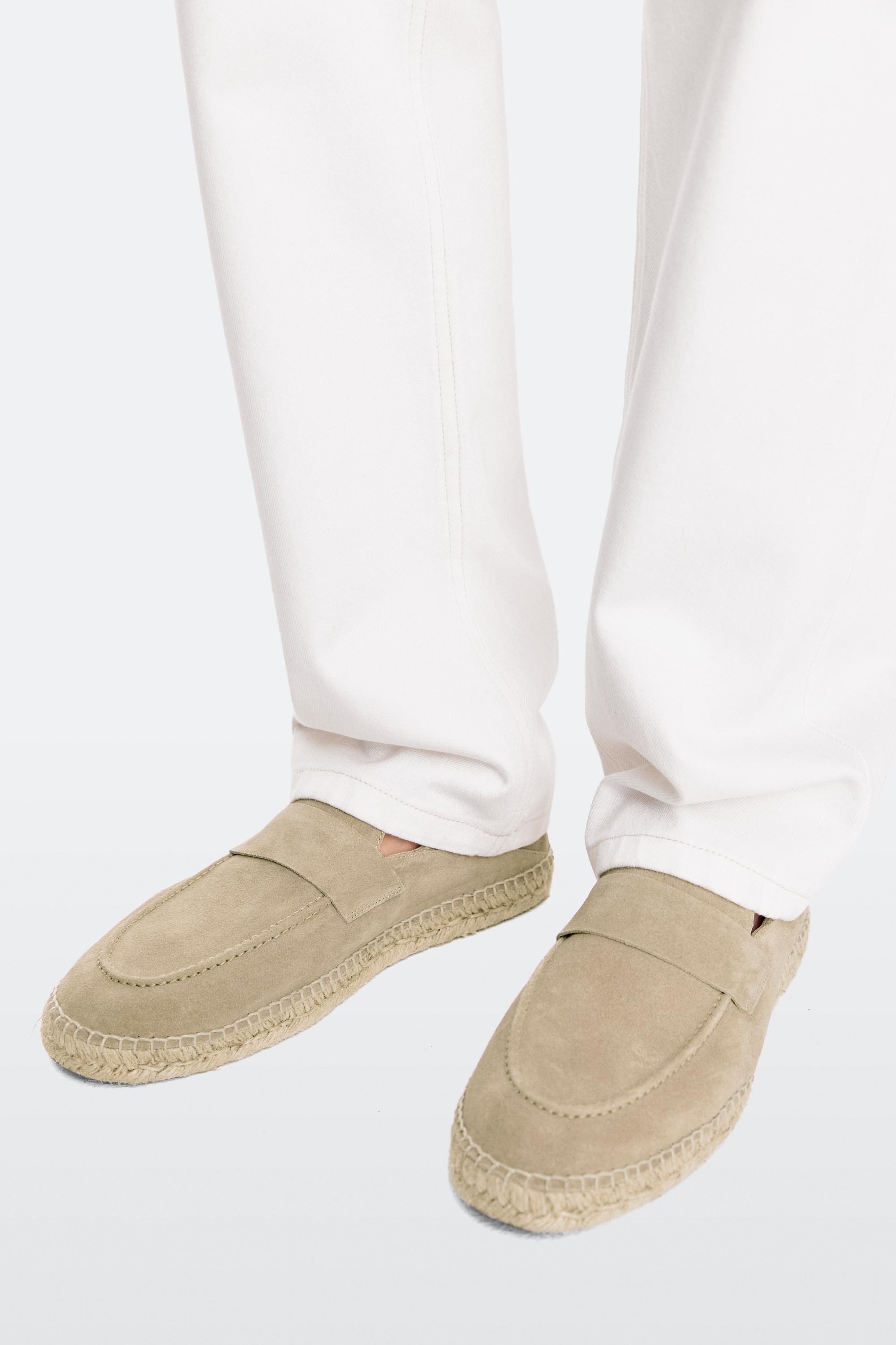 Split suede leather espadrille with piece — SAND