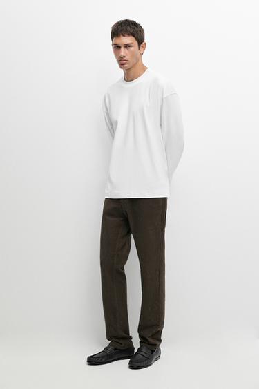 100% cotton long sleeve boxy T-shirt — WHITE 1