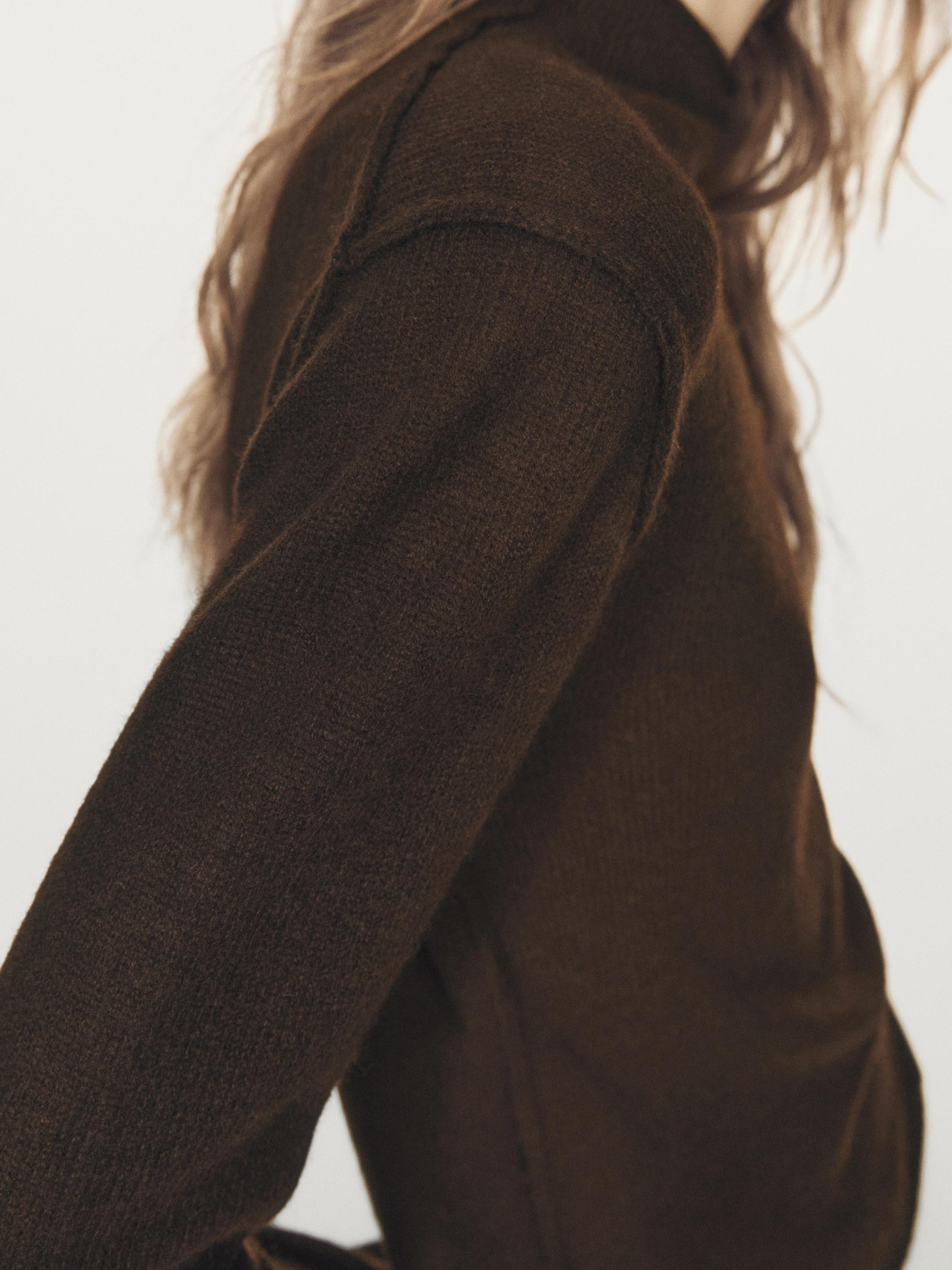 Wool blend knit sweater with mock turtleneck