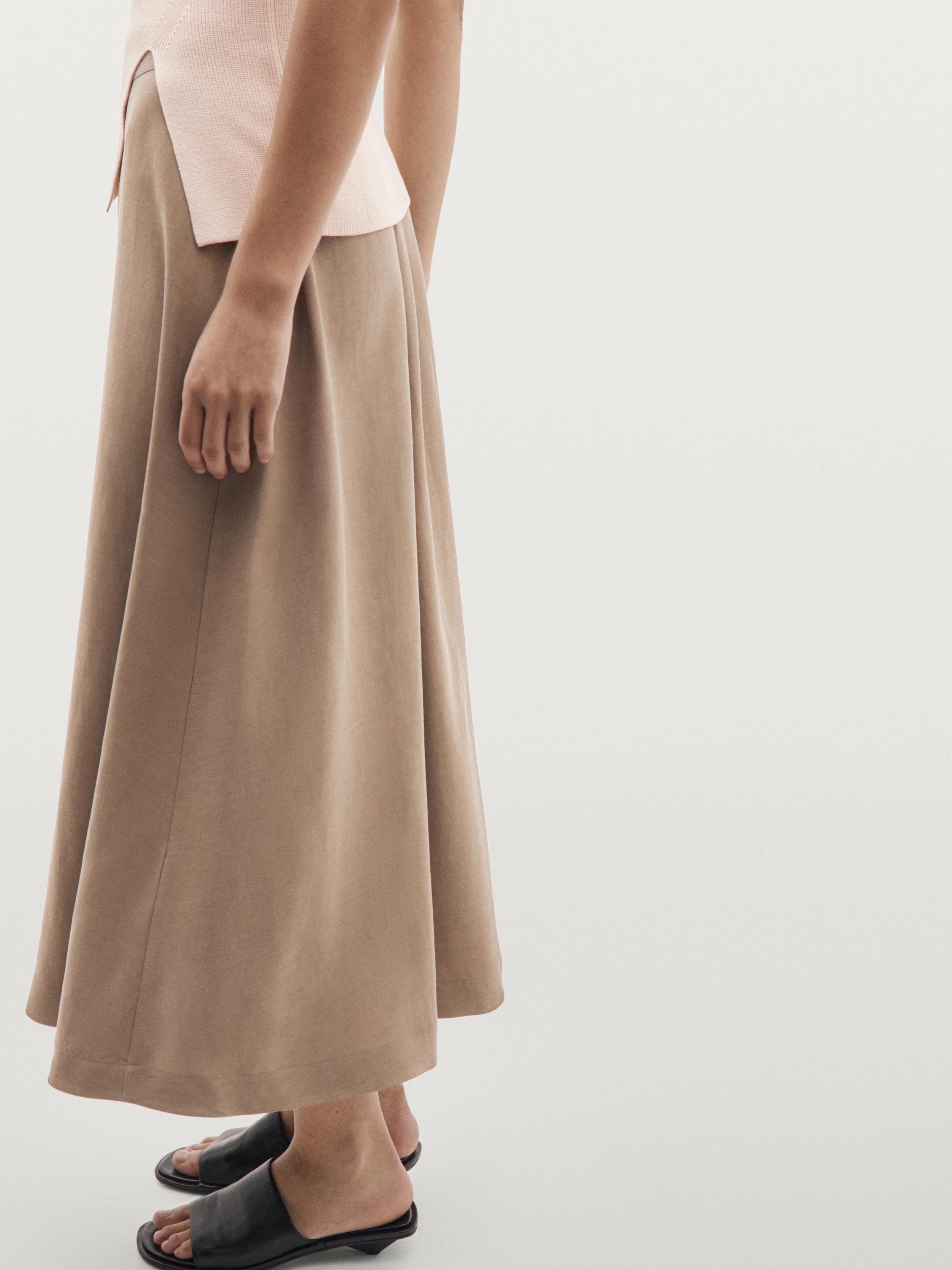 Flared midi skirt with elasticated waistband — Washed