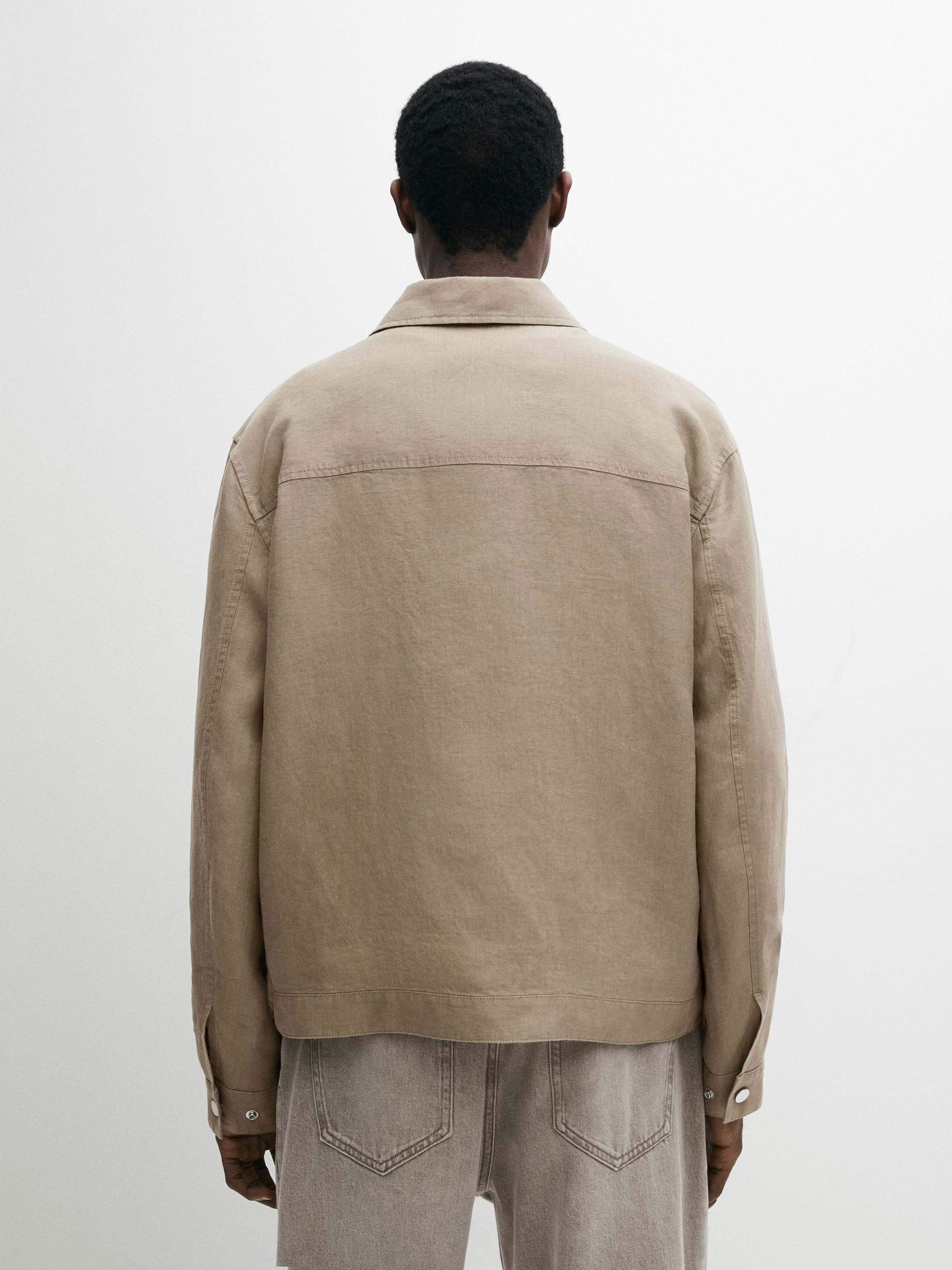 Cropped 100% linen jacket — OCHRE