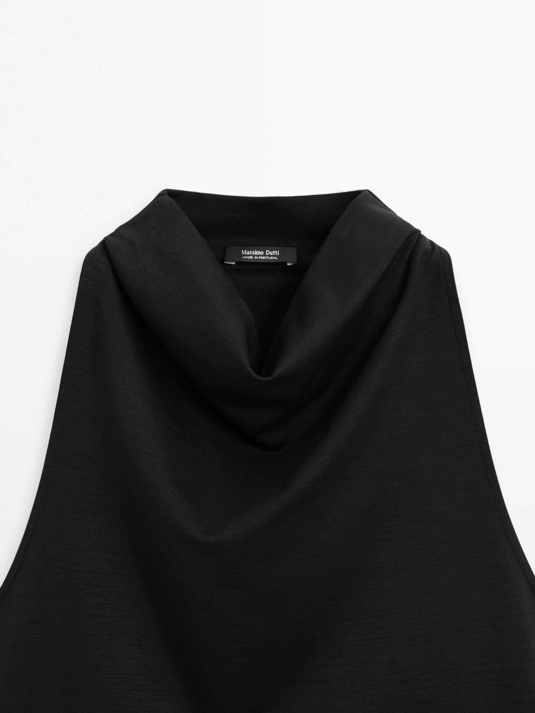 Funnel neck top with draped detail