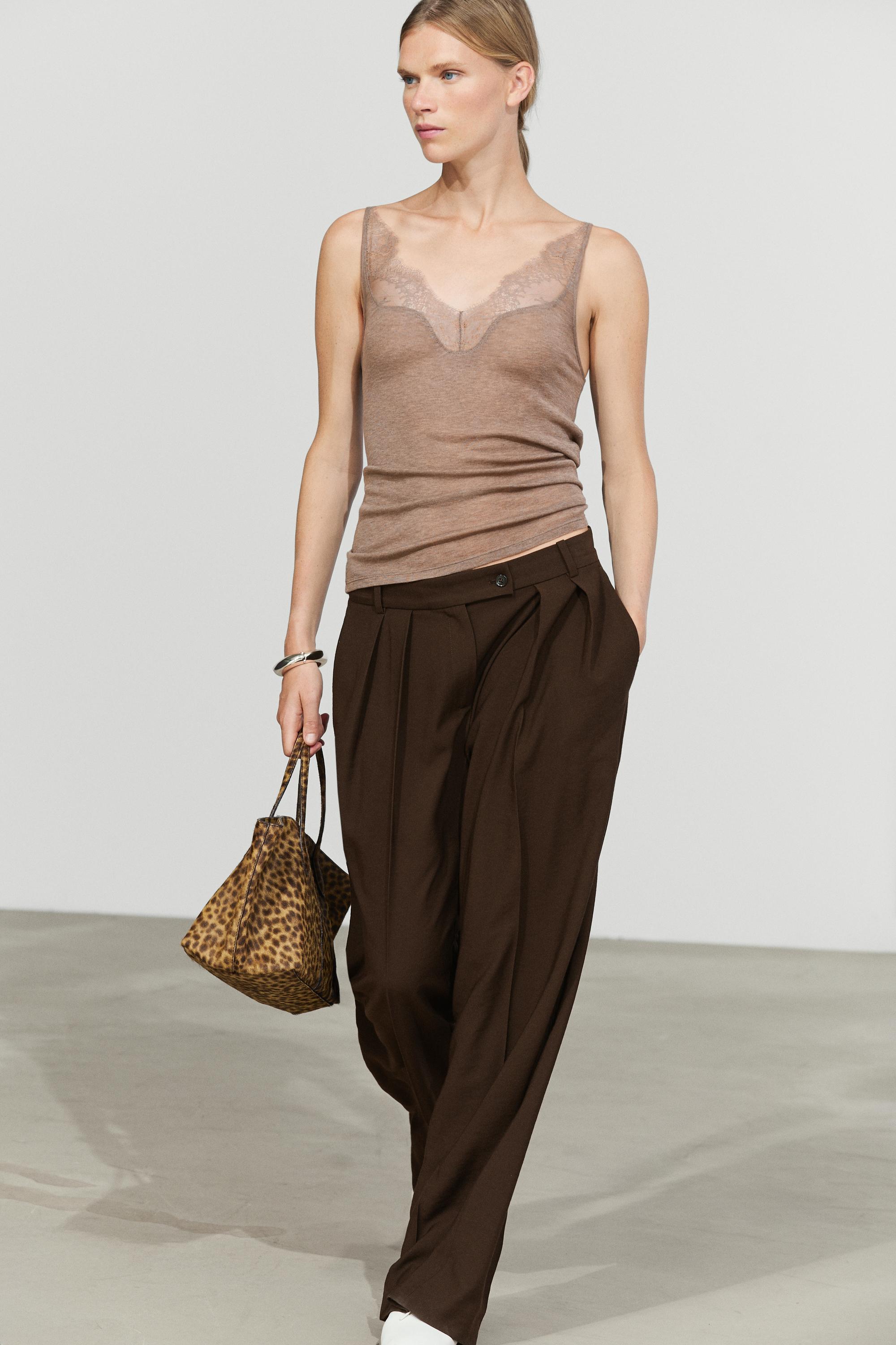 Strappy lace-trimmed camisole top