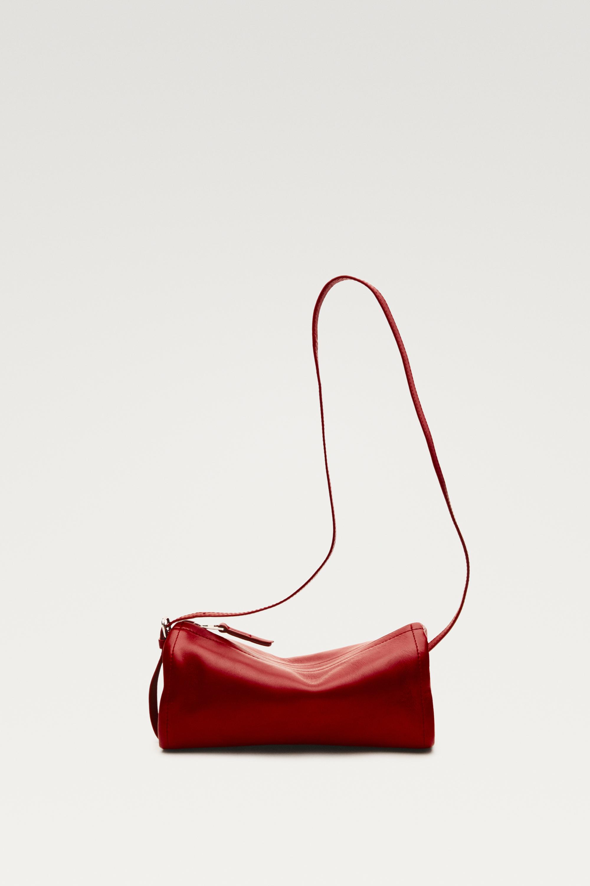 Nappa leather crossbody bag — CORAL RED