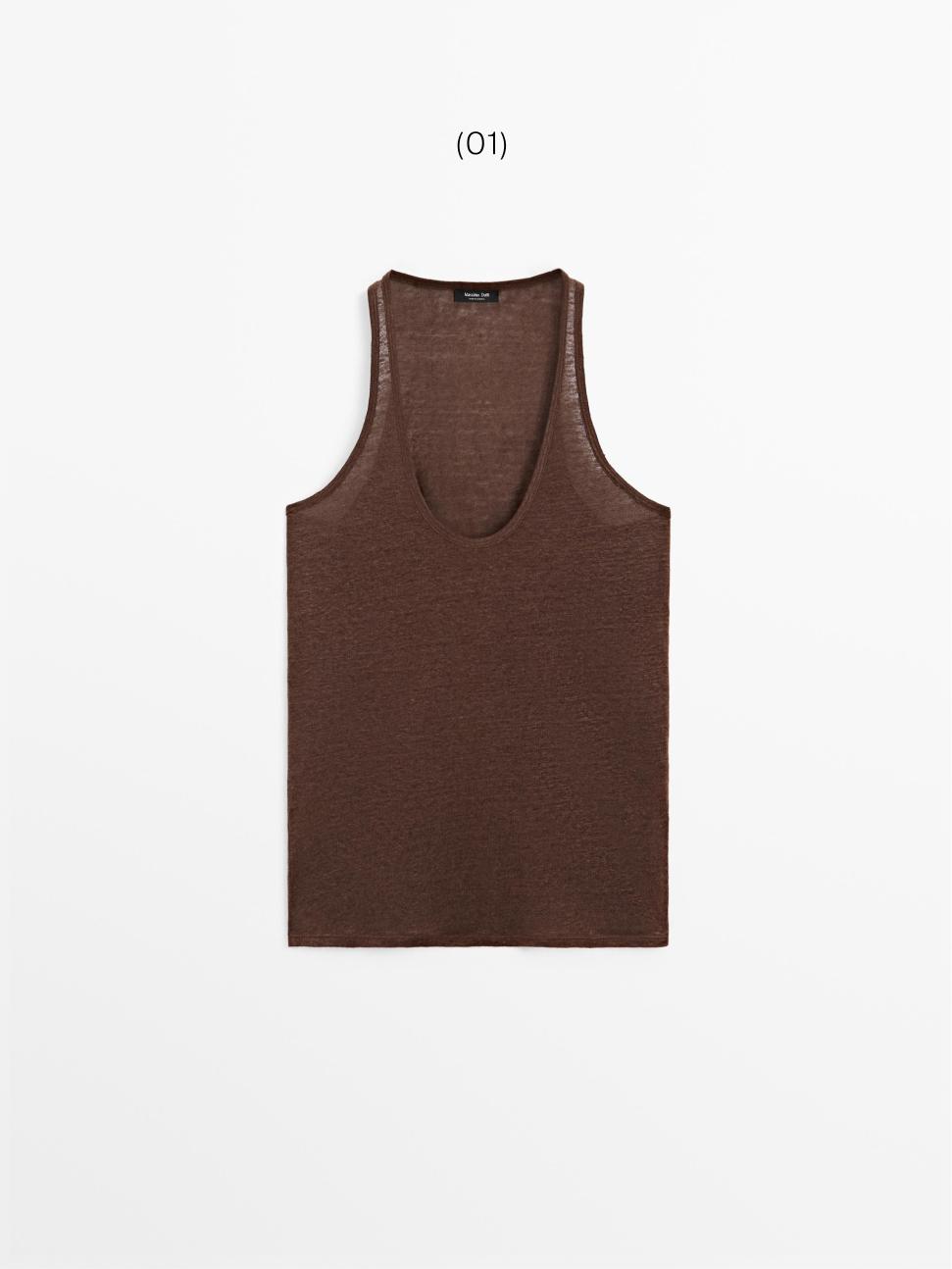 100% linen strappy top — Chocolate