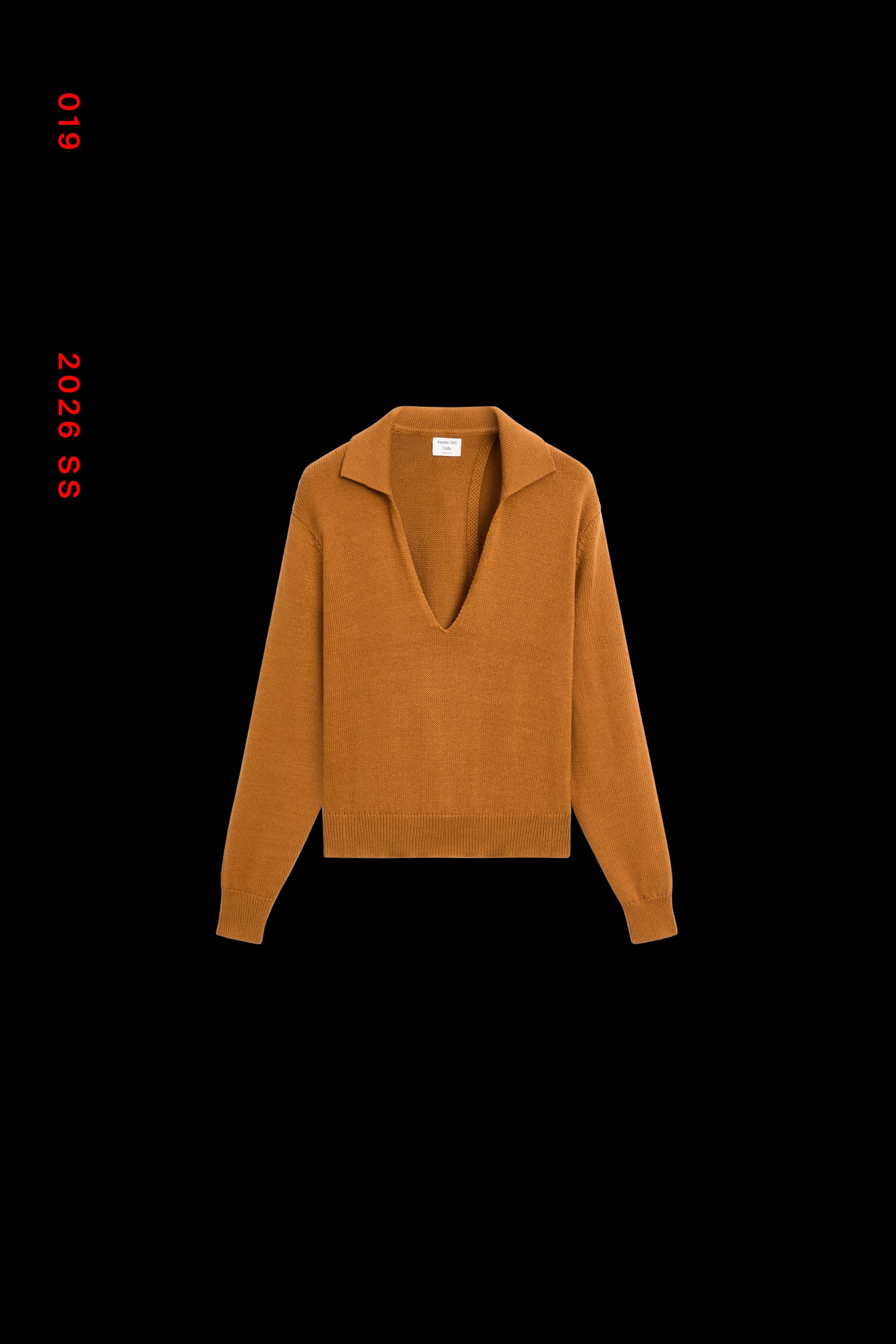 100% Cotton V-Neck Knit Sweater - STUDIO — Washed