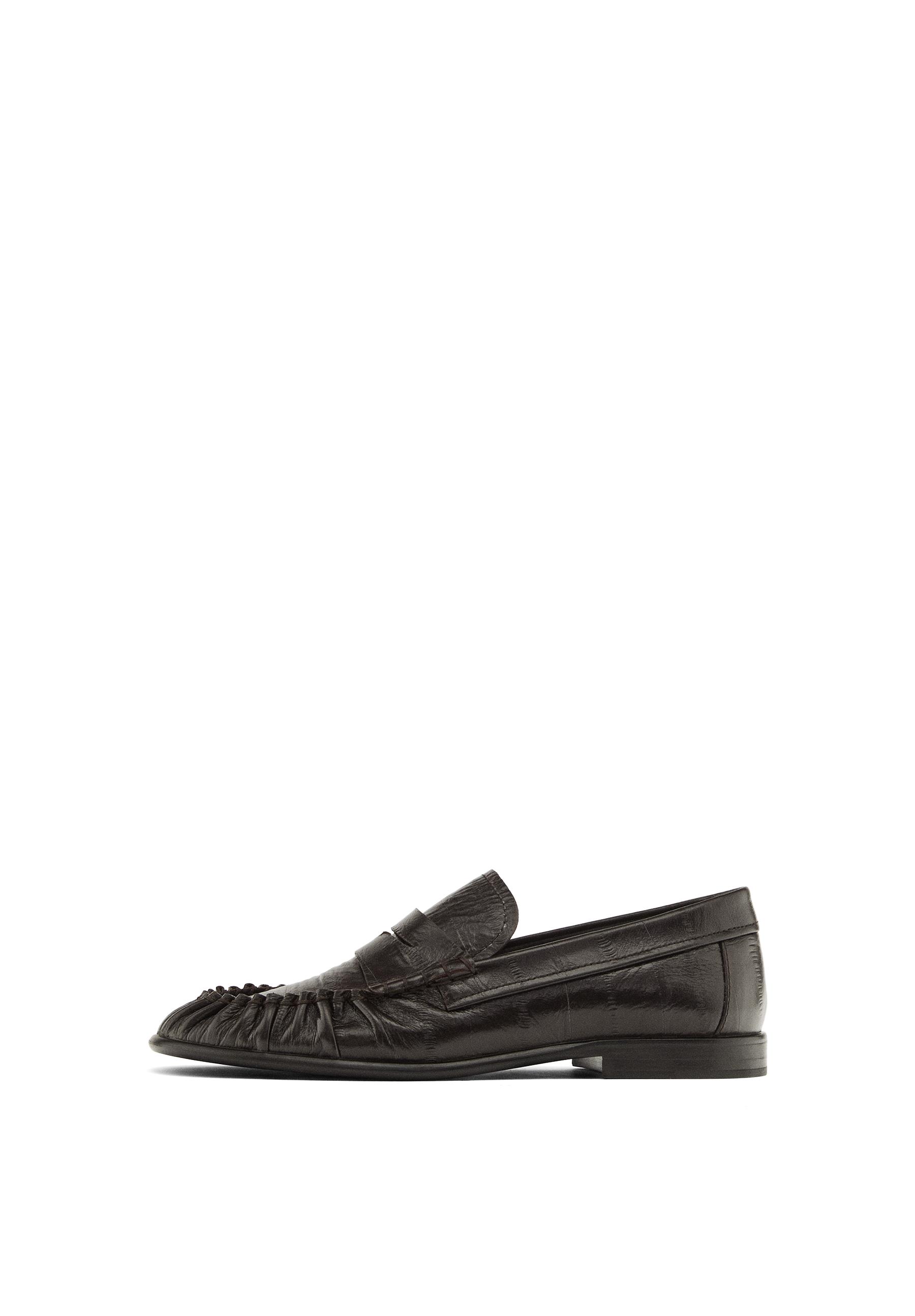 Embossed leather loafers — BROWN
