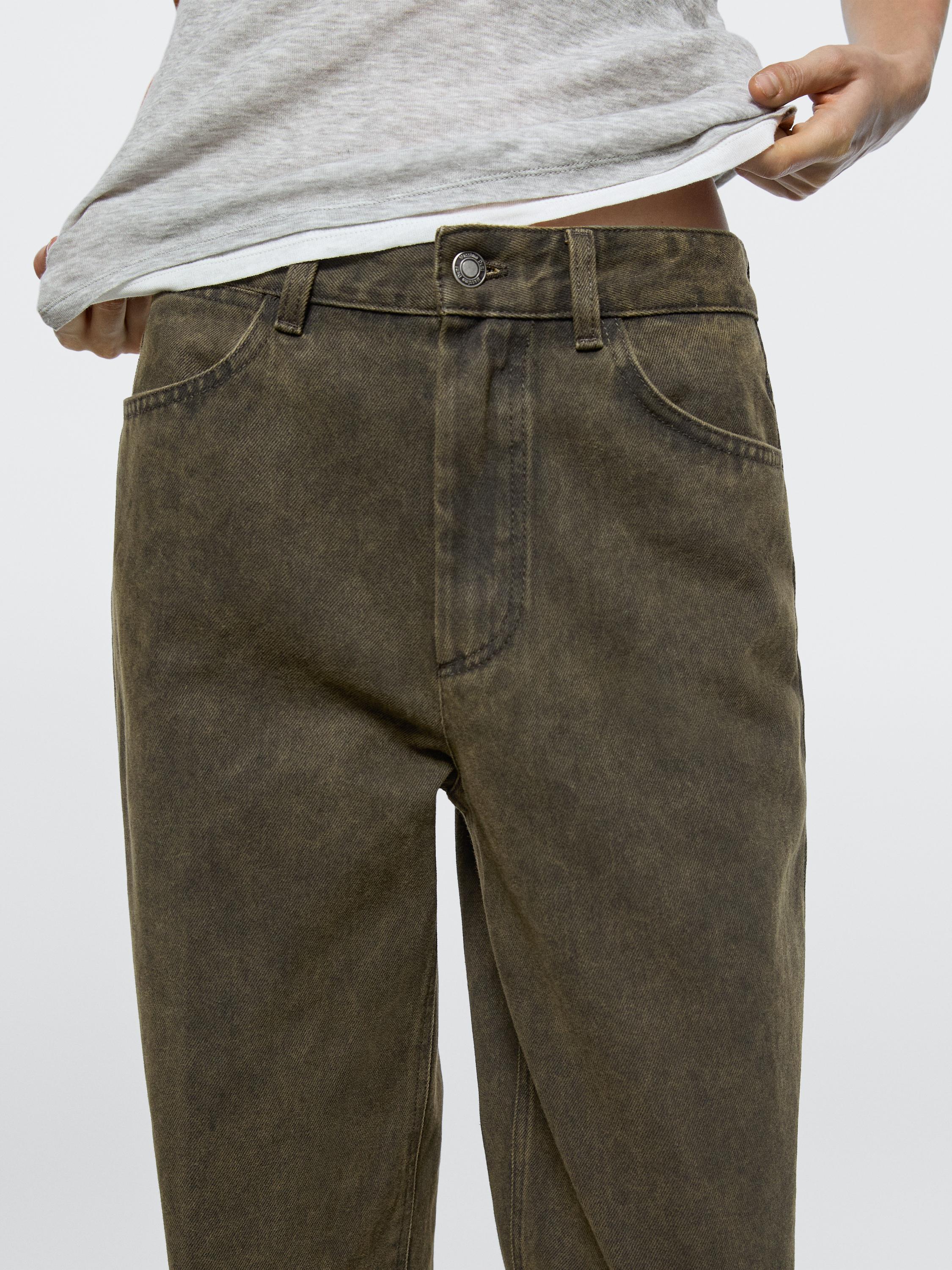 Mid-rise balloon fit jeans — DARK GREEN
