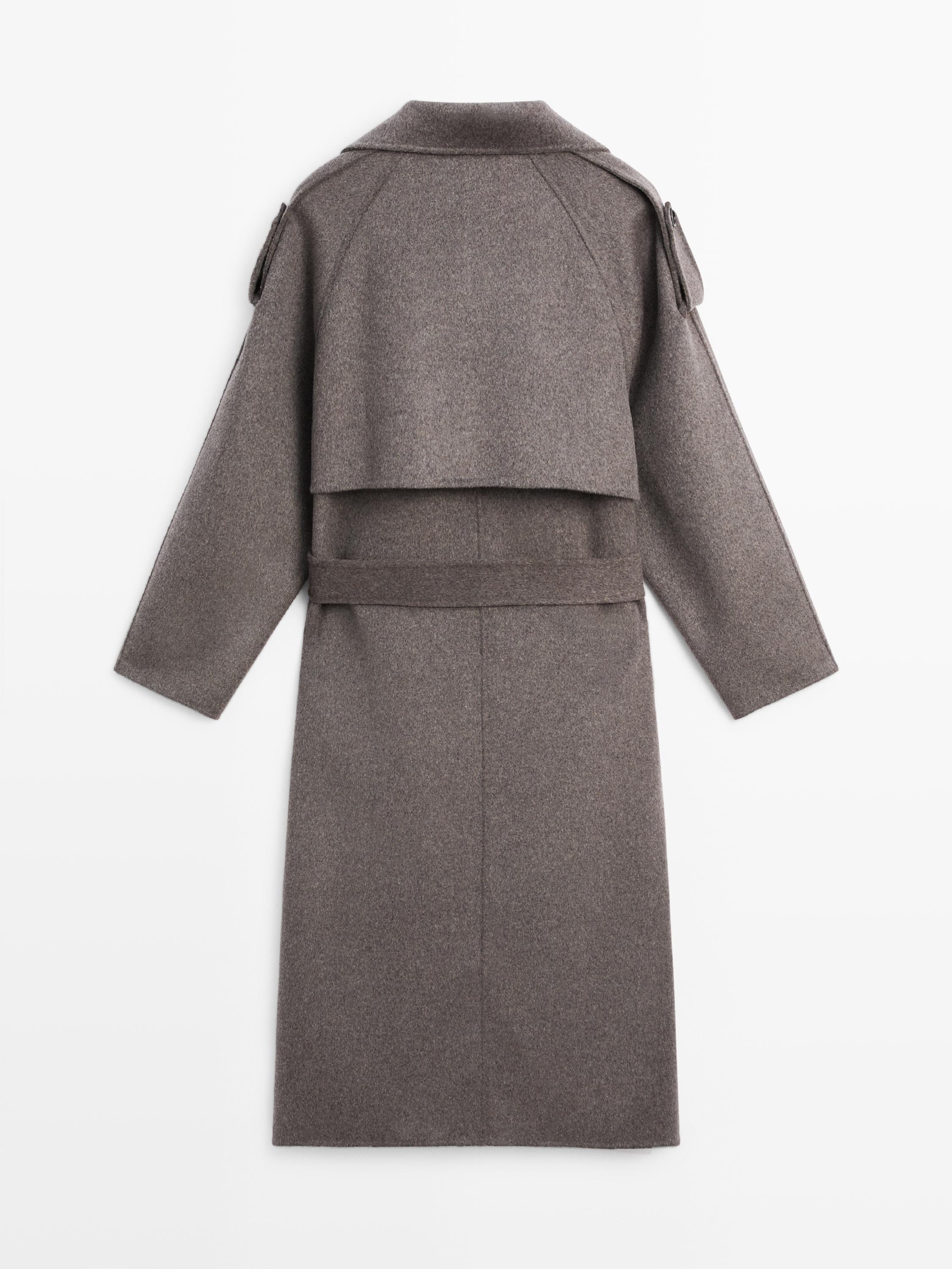 Dugi kišni mantil od mešavine vune sa kaišem