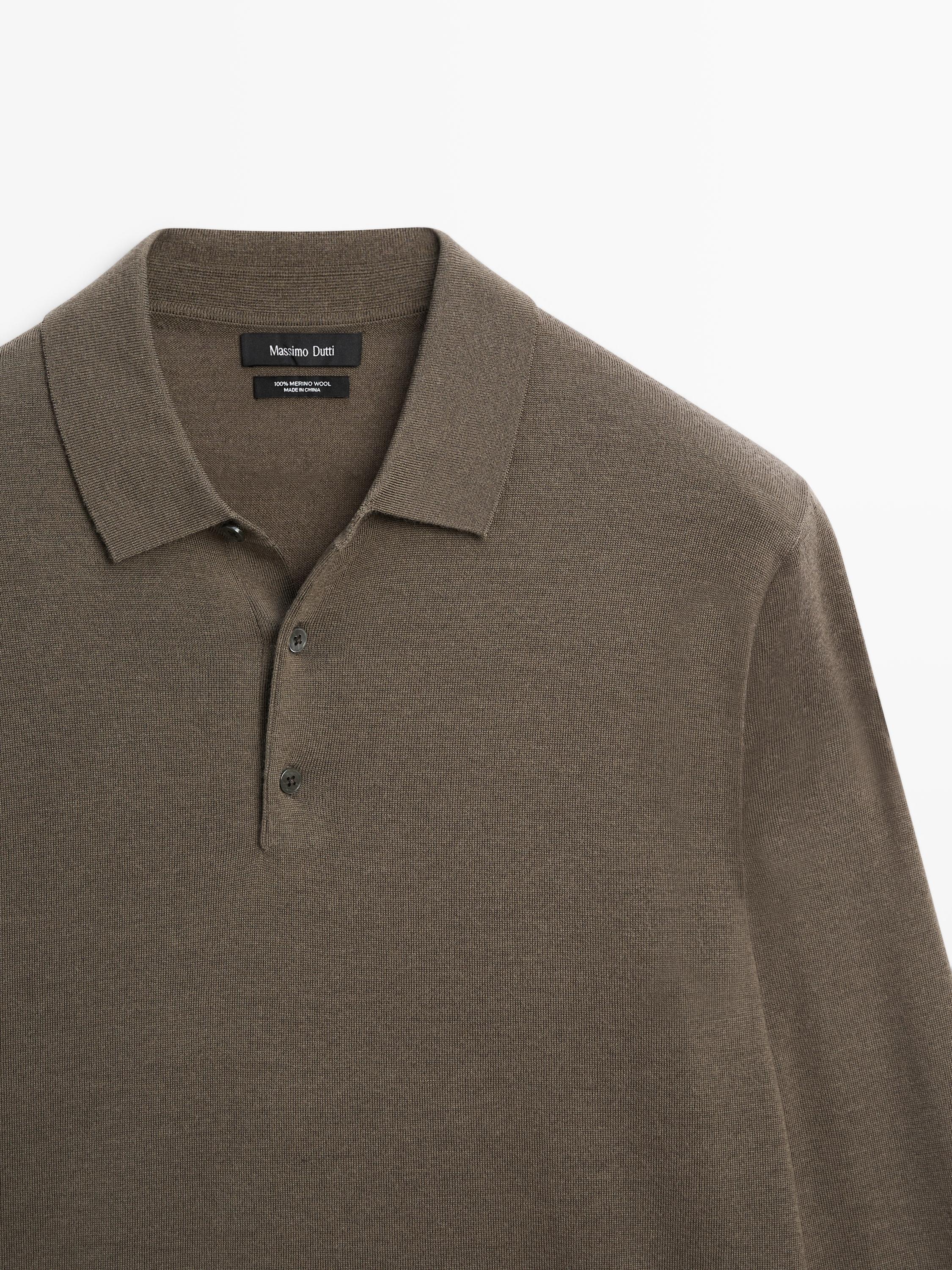 100% merino wool knit polo jumper