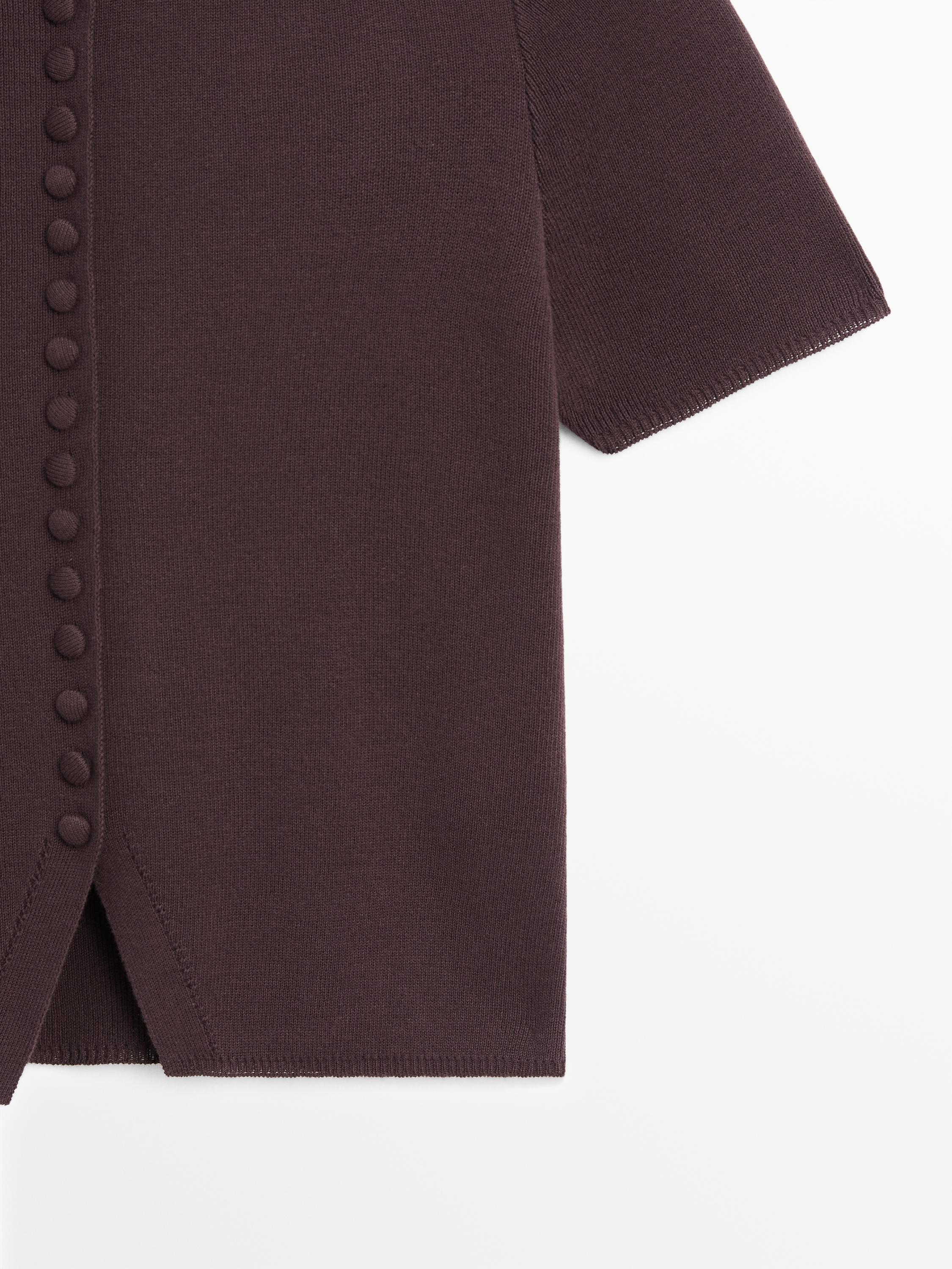 Cotton short sleeve knit cardigan — BROWN