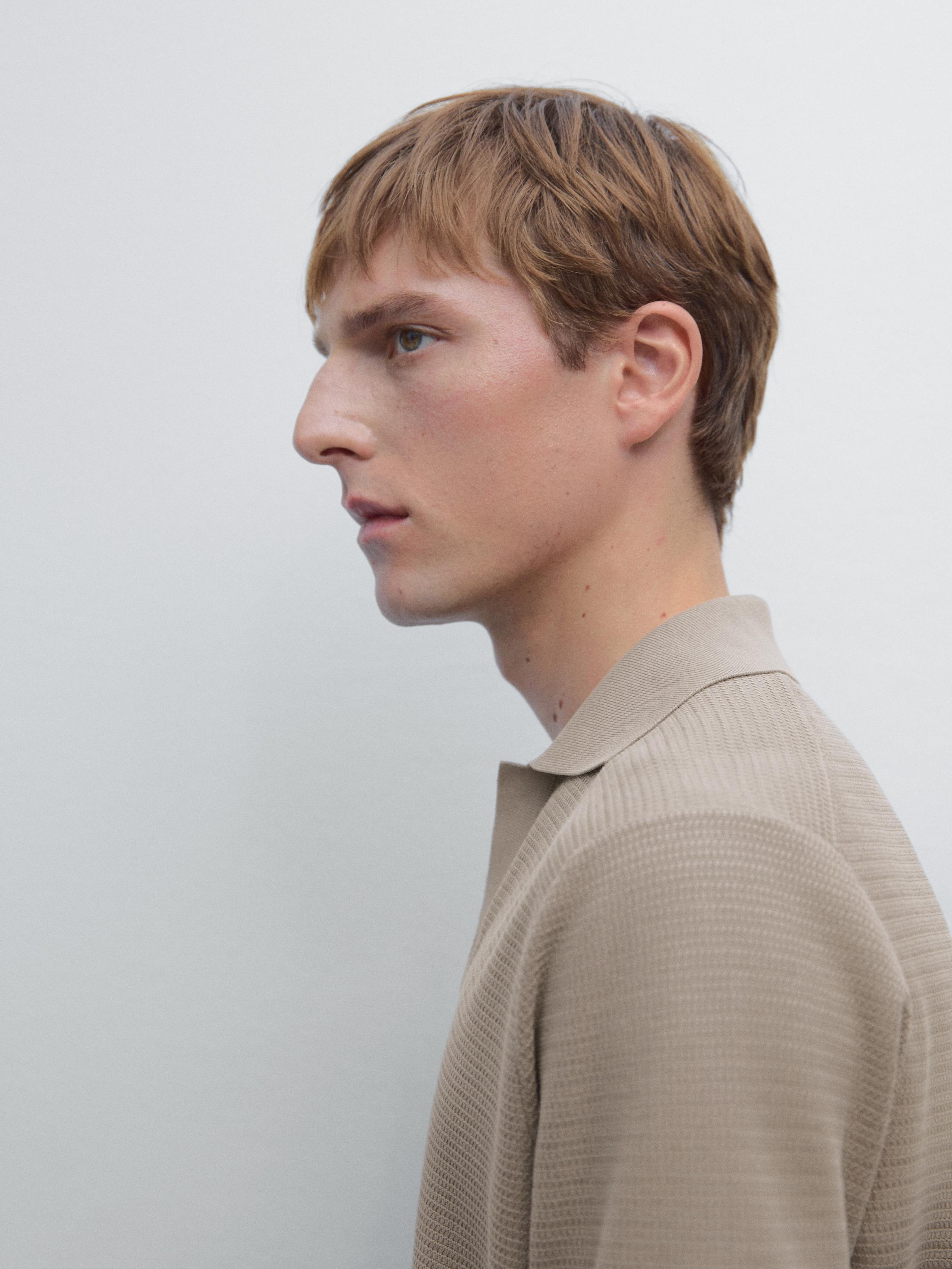 Knit V-neck polo shirt