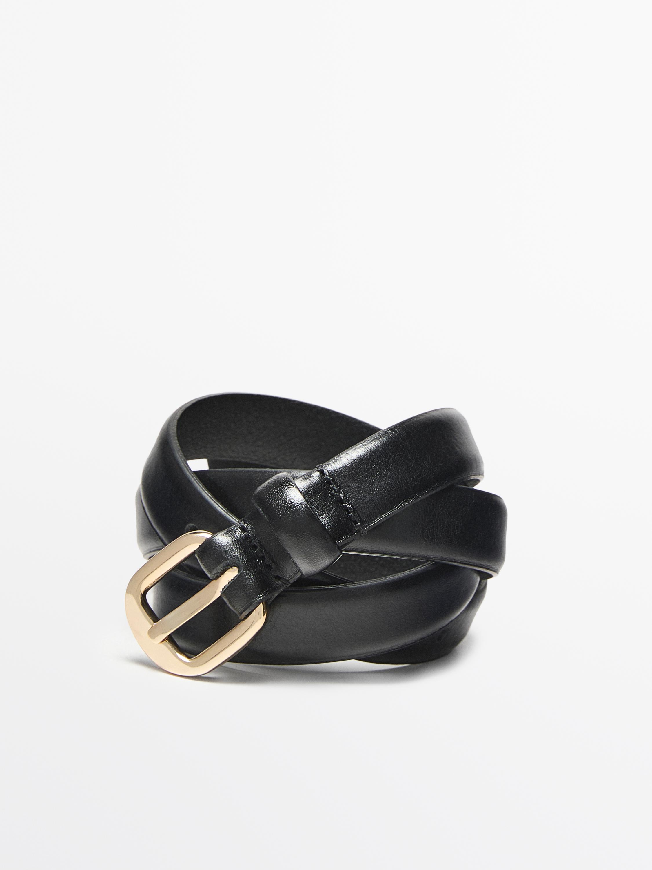 Leather belt with arched buckle Black Belts | Massimo Dutti Leather belt with arched buckle Black Belts | Massimo Dutti