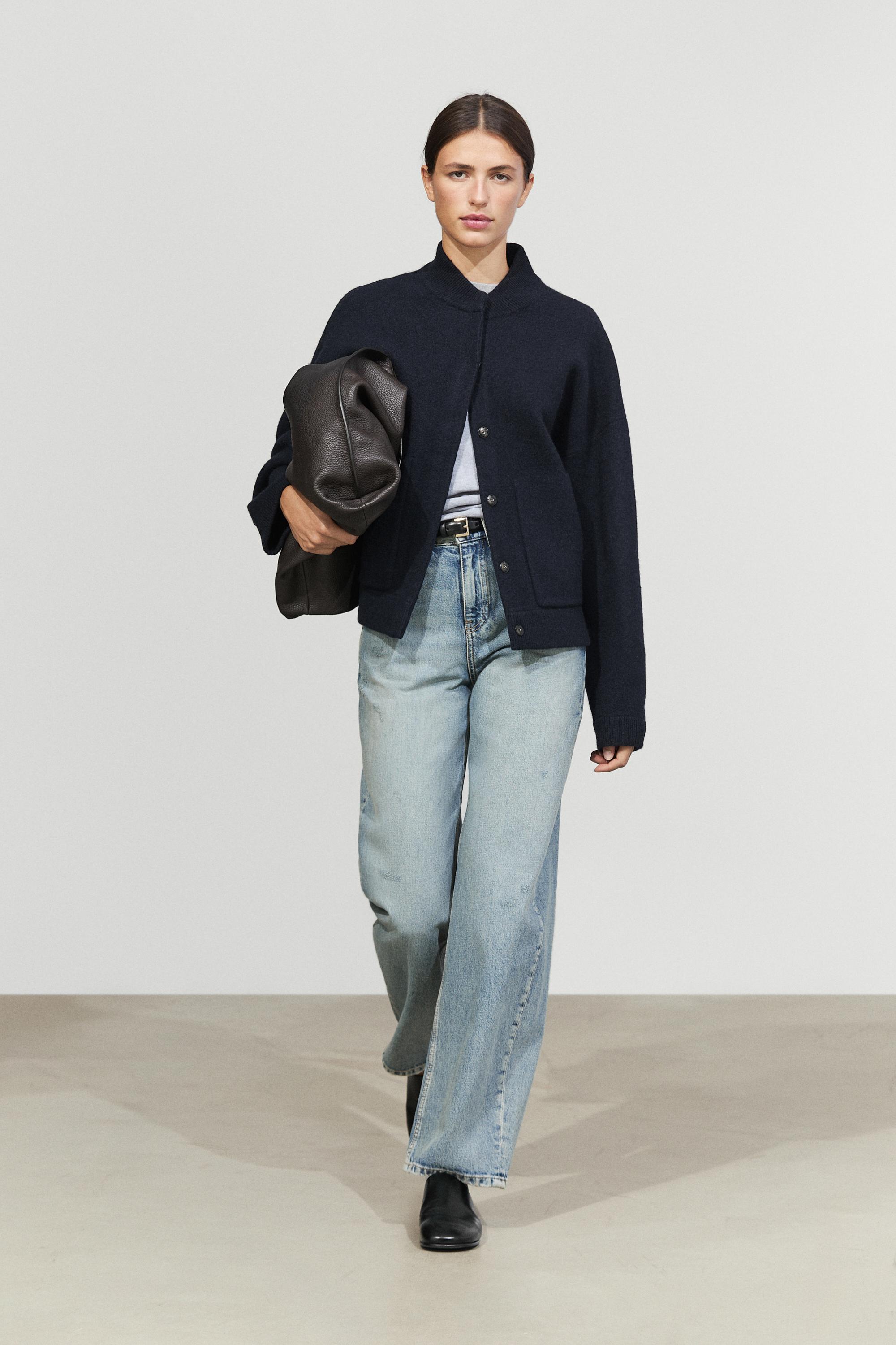 100% wool bomber jacket with pockets