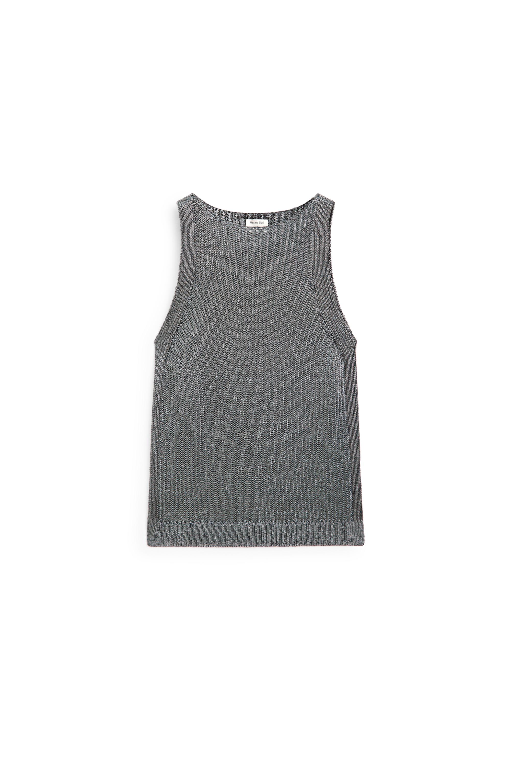 Metallic knit halter top - STUDIO — Silver
