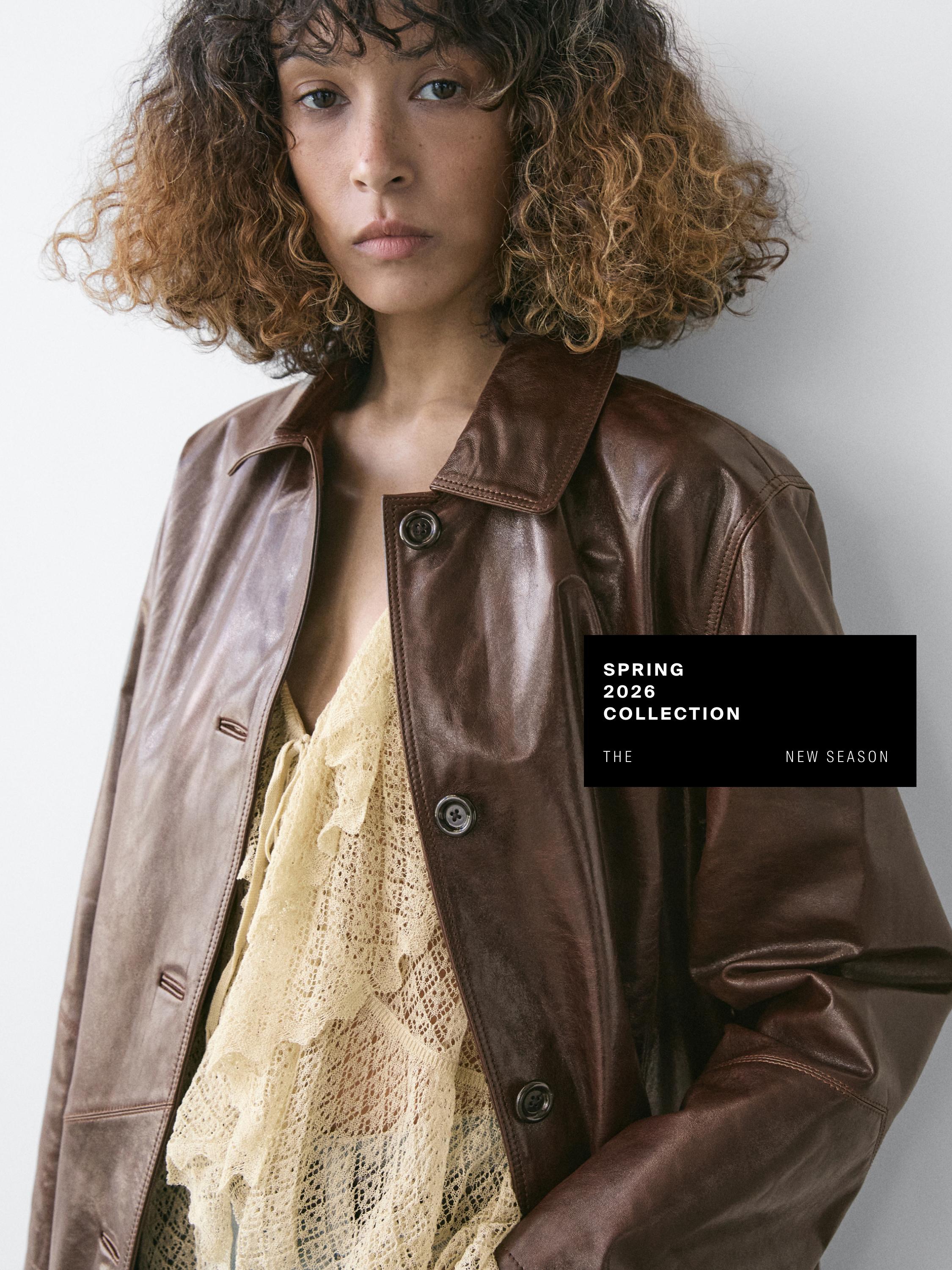 100% nappa leather blazer with buttons · Brown · Bomberâ Jacket