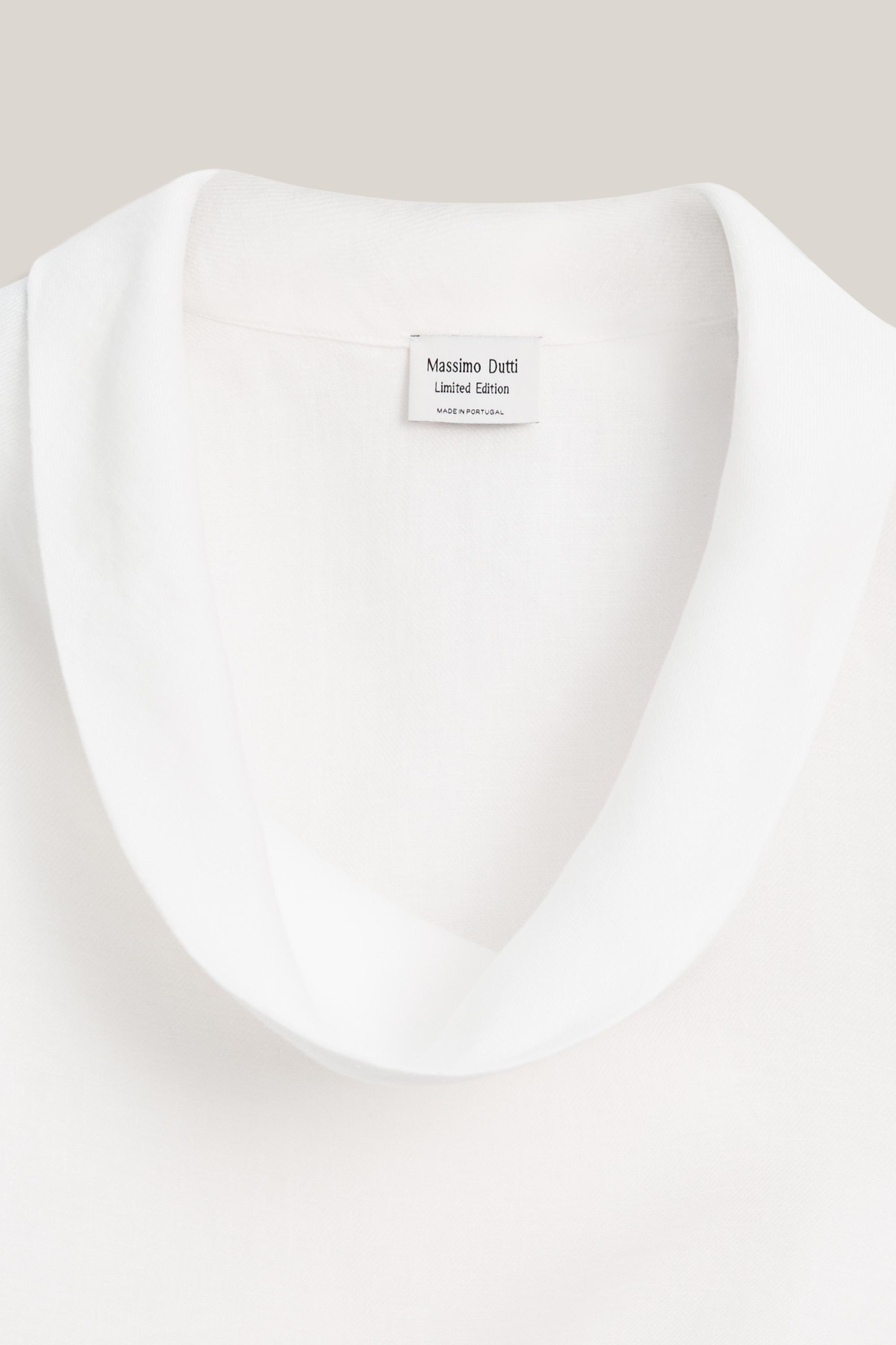 100% linen asymmetric top with cowl neck - LIMITED EDITION — WHITE