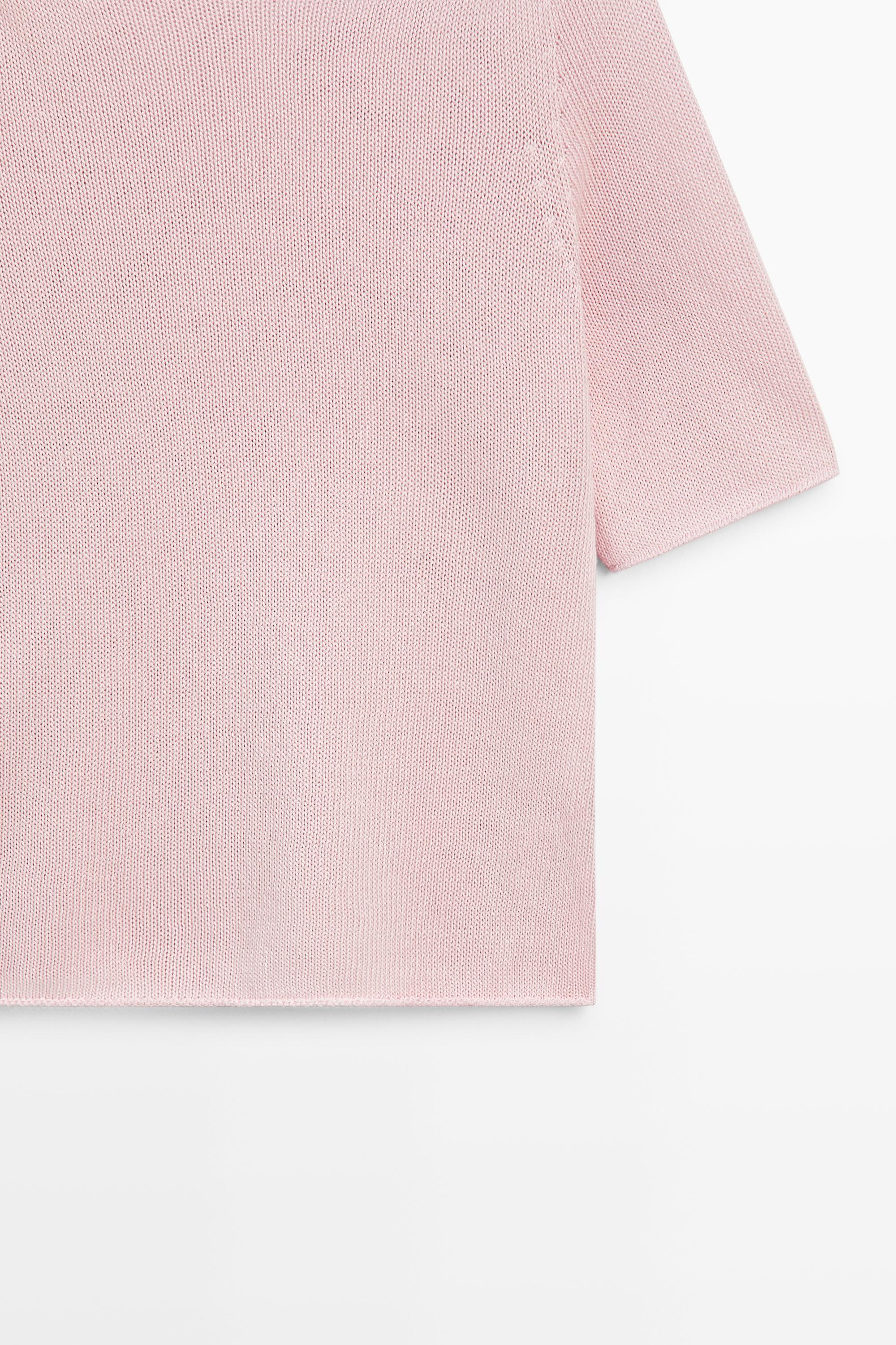 100% cotton boat neck knit sweater — PINK