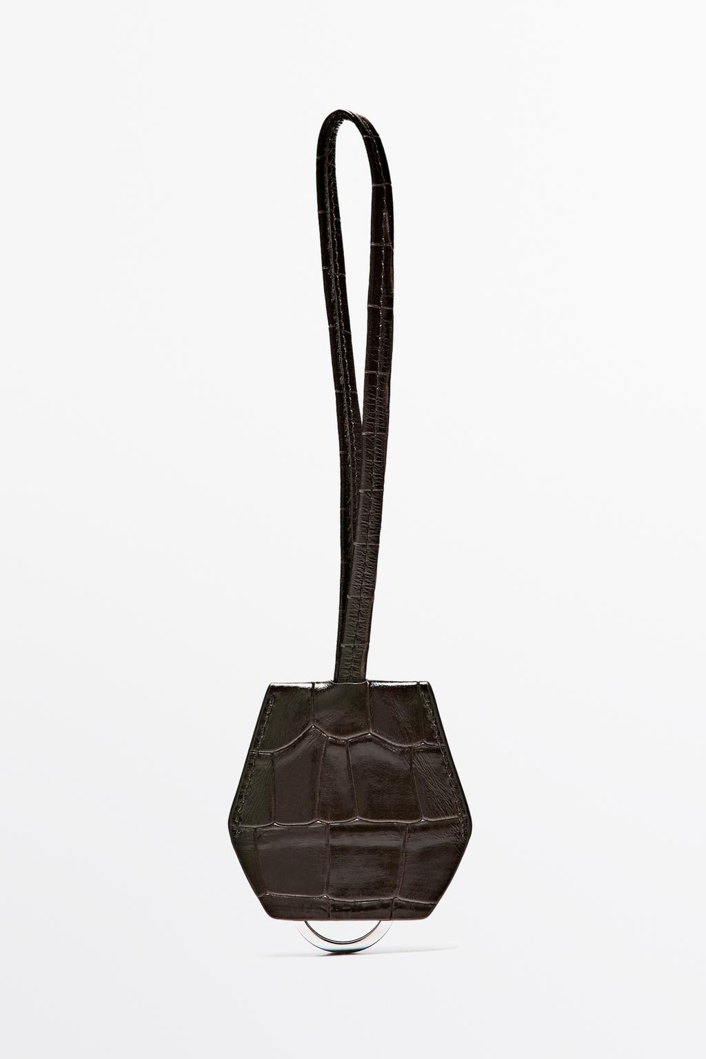 Croc-effect nappa leather keyring