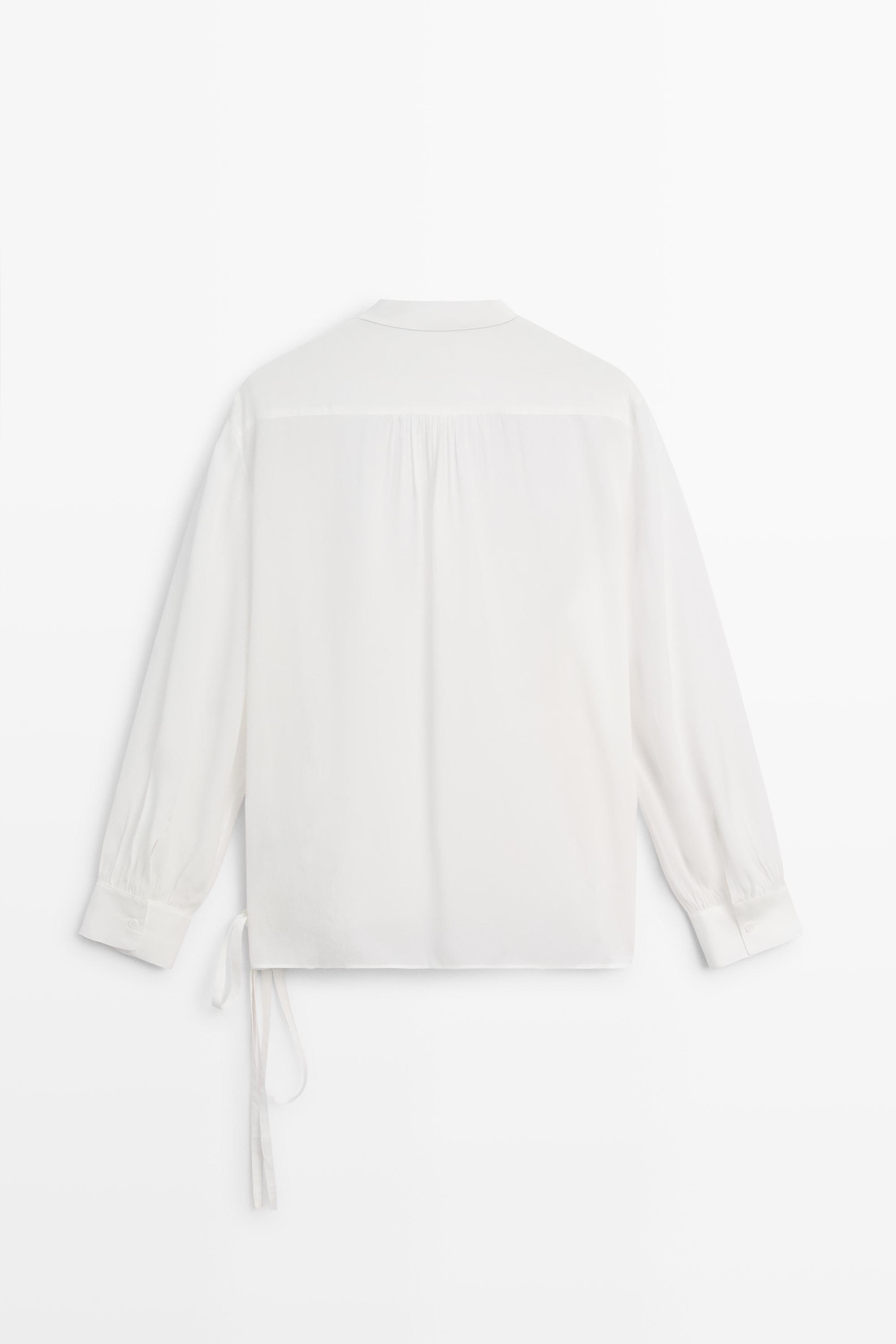 Flowing wrap blouse — CREAM