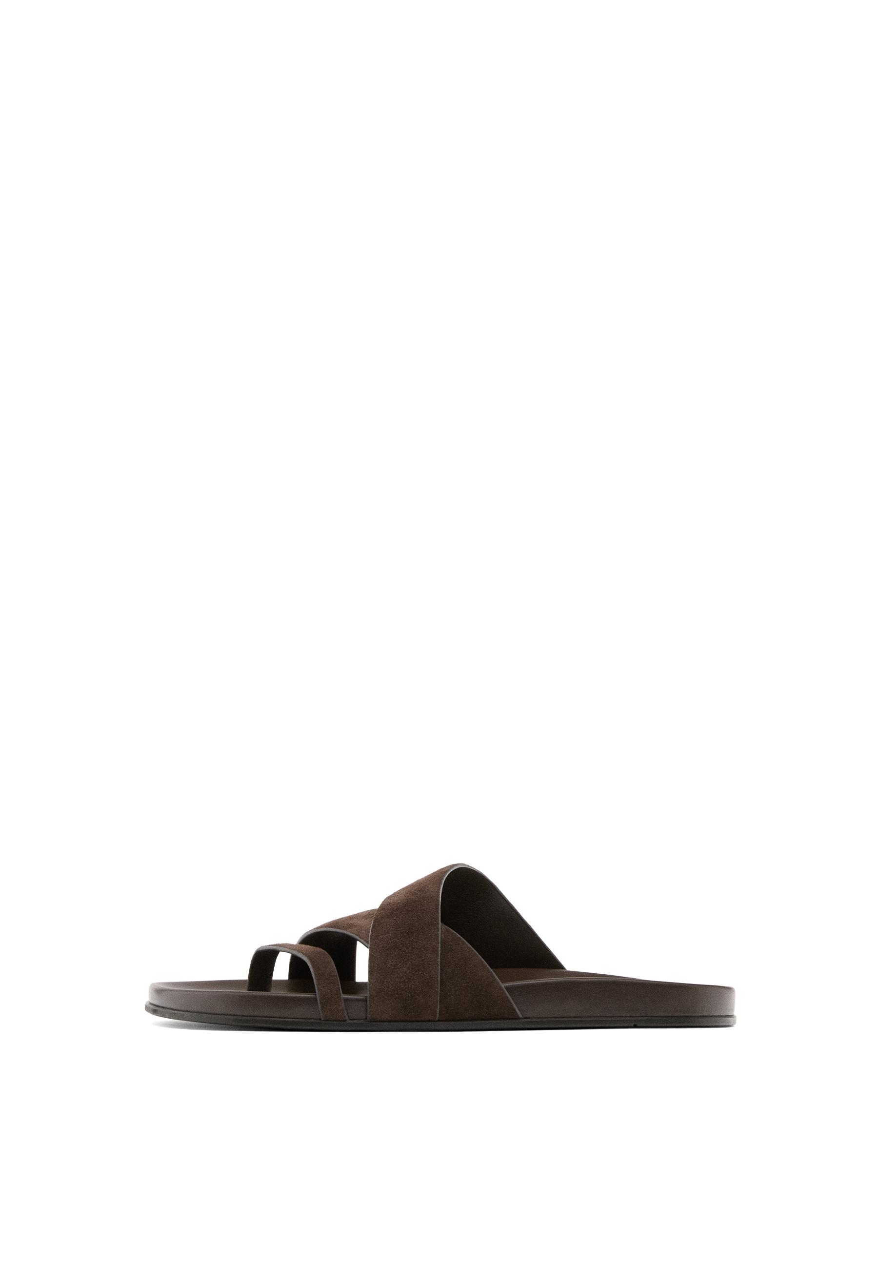 Leather strap sandals — BROWN
