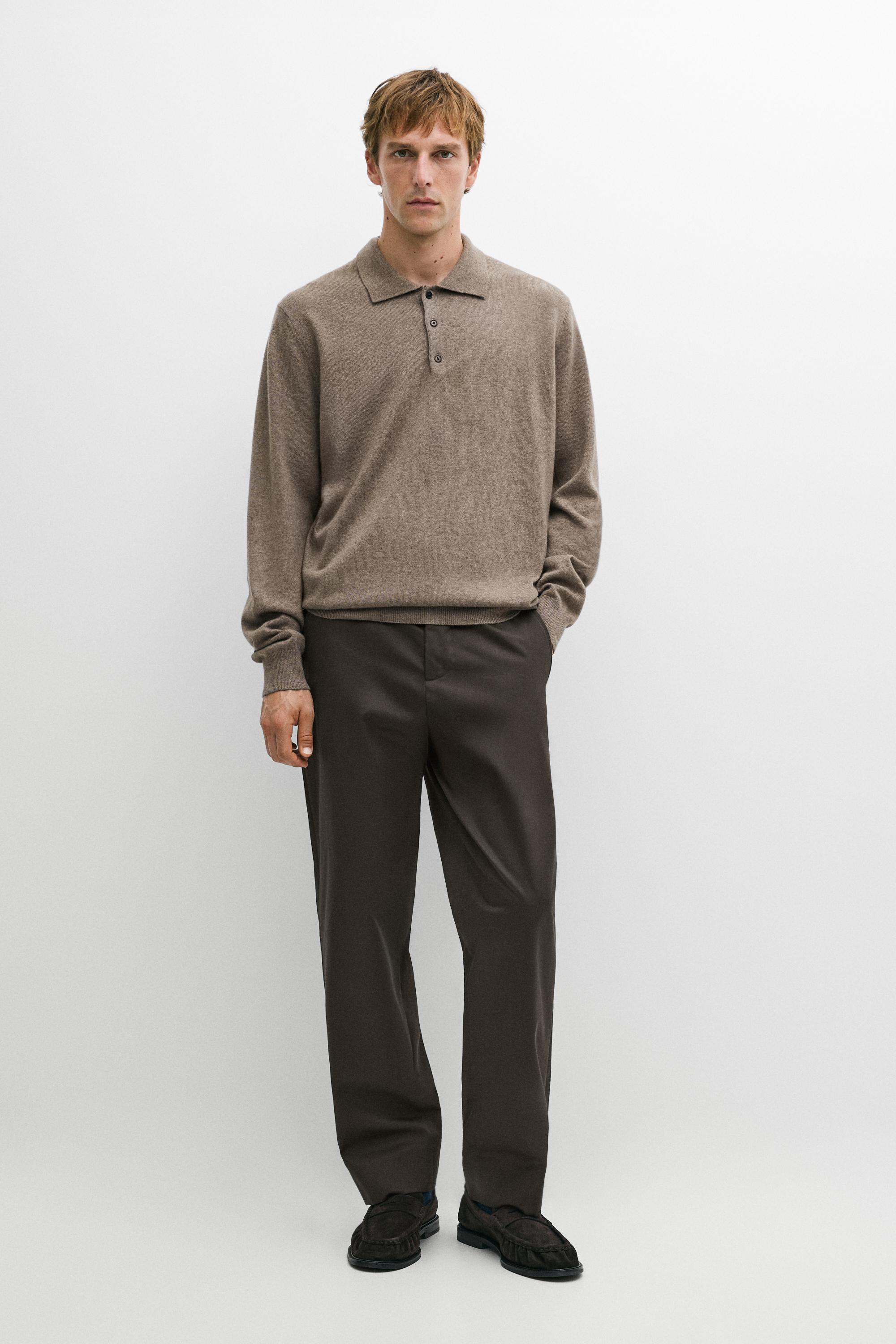 100% cashmere knit polo sweater
