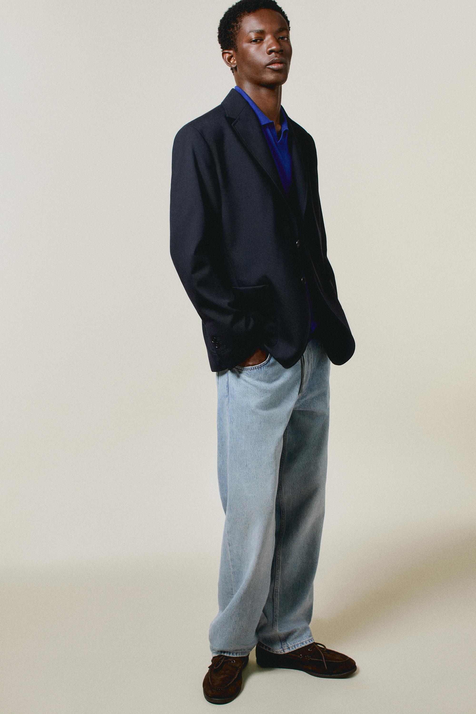 Textured cold wool blazer — DEEP BLUE