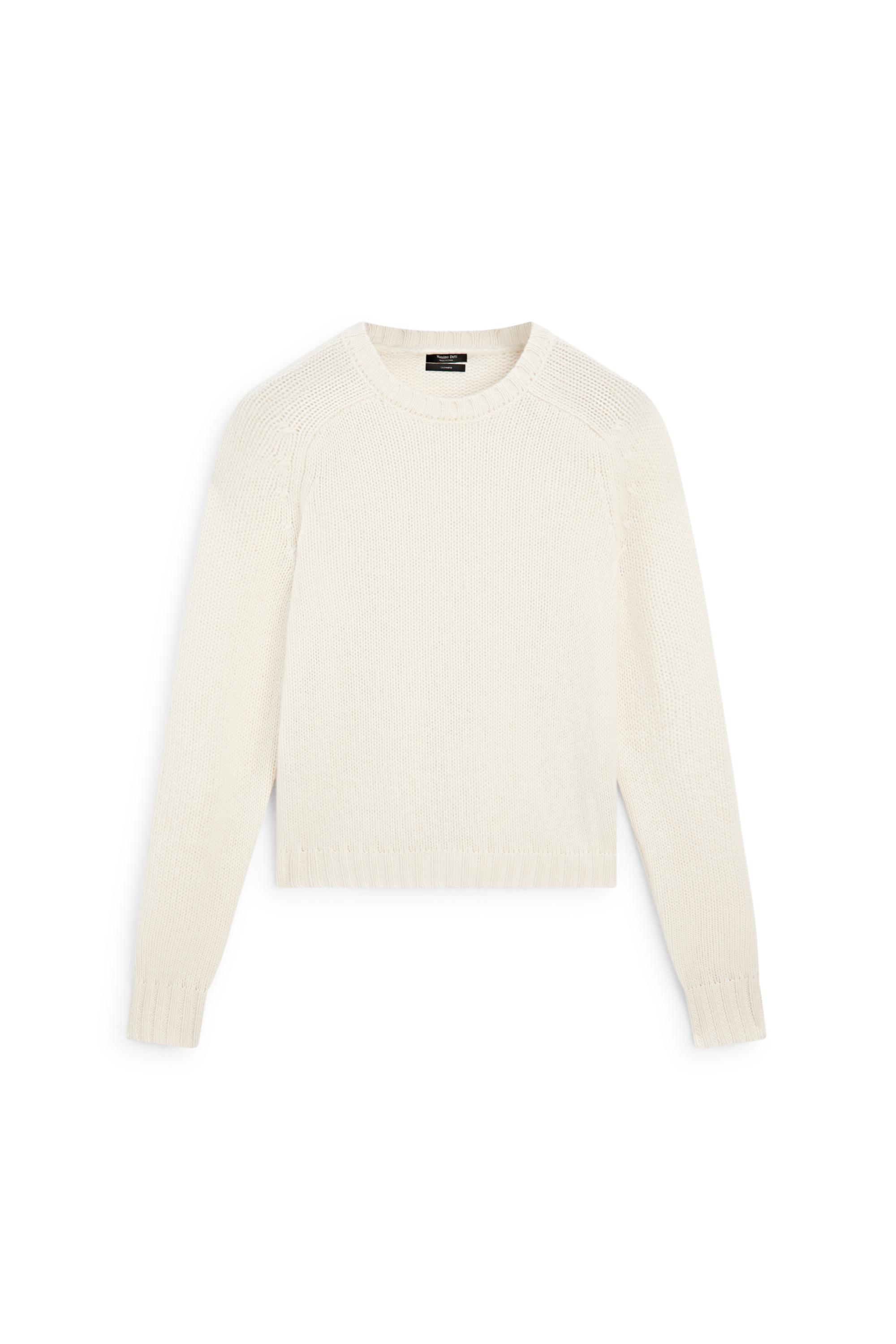 100% cashmere cropped knit sweater — Vanilla