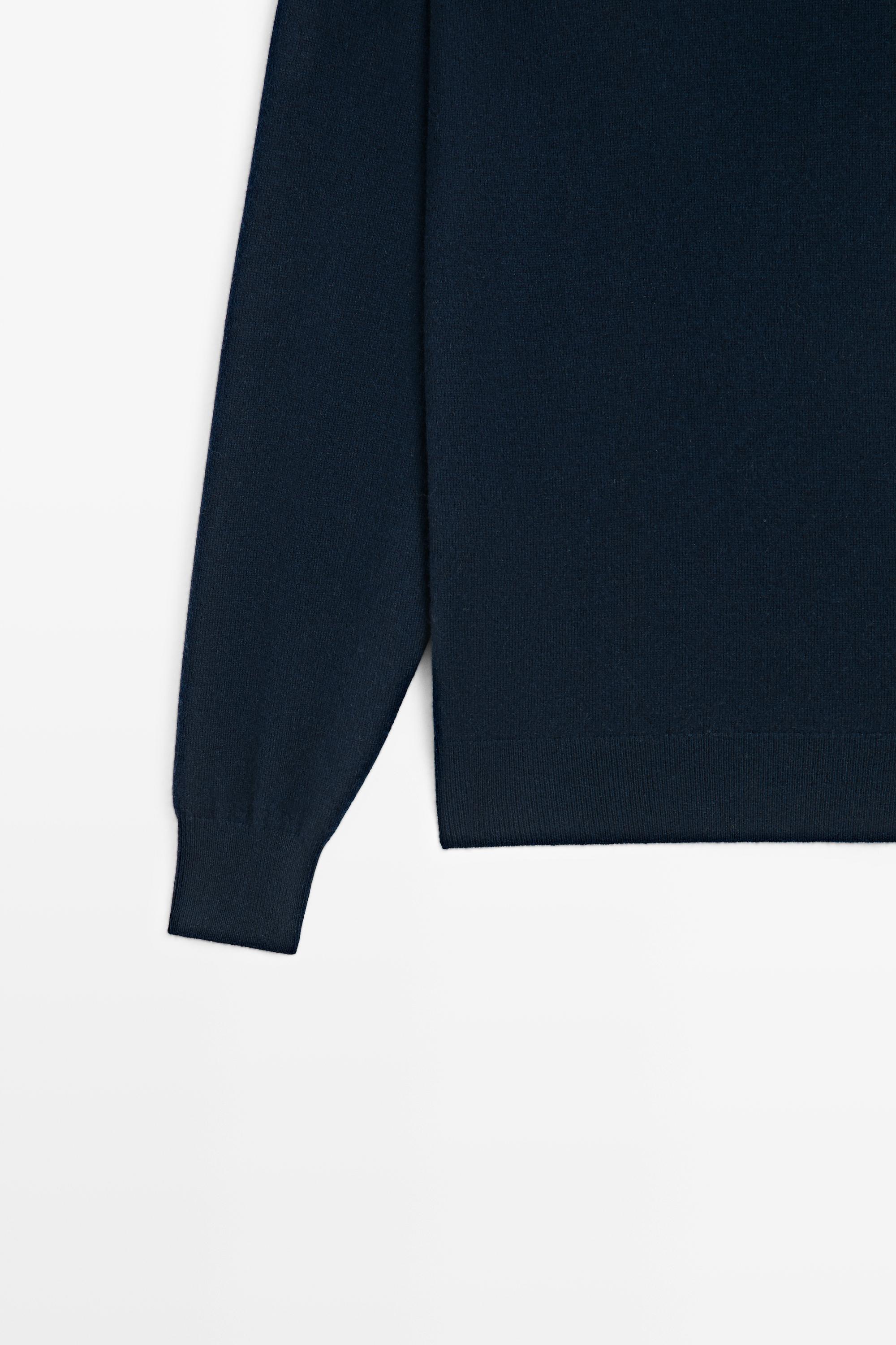 100% cashmere long sleeve sweater — NAVY BLUE
