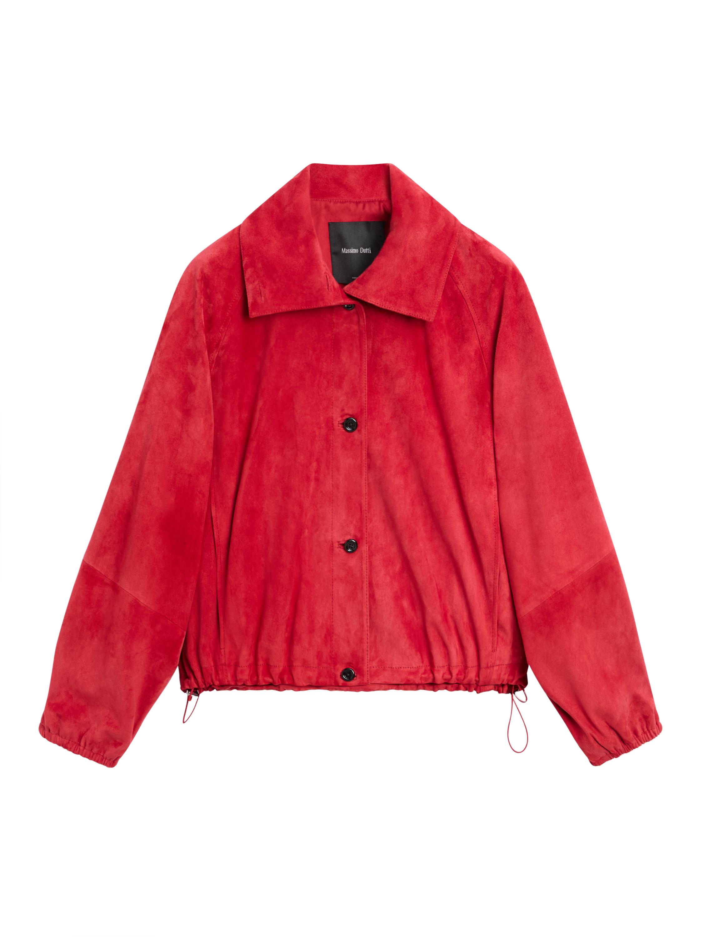 Suede leather bomber jacket · Red · Bomberâ Jacket | Massimo Dutti