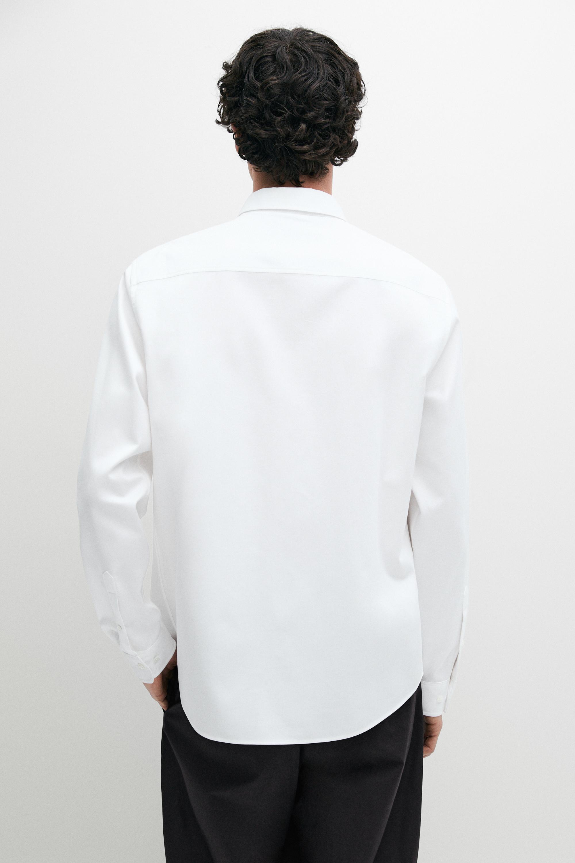 Slim fit 100% cotton shirt — WHITE