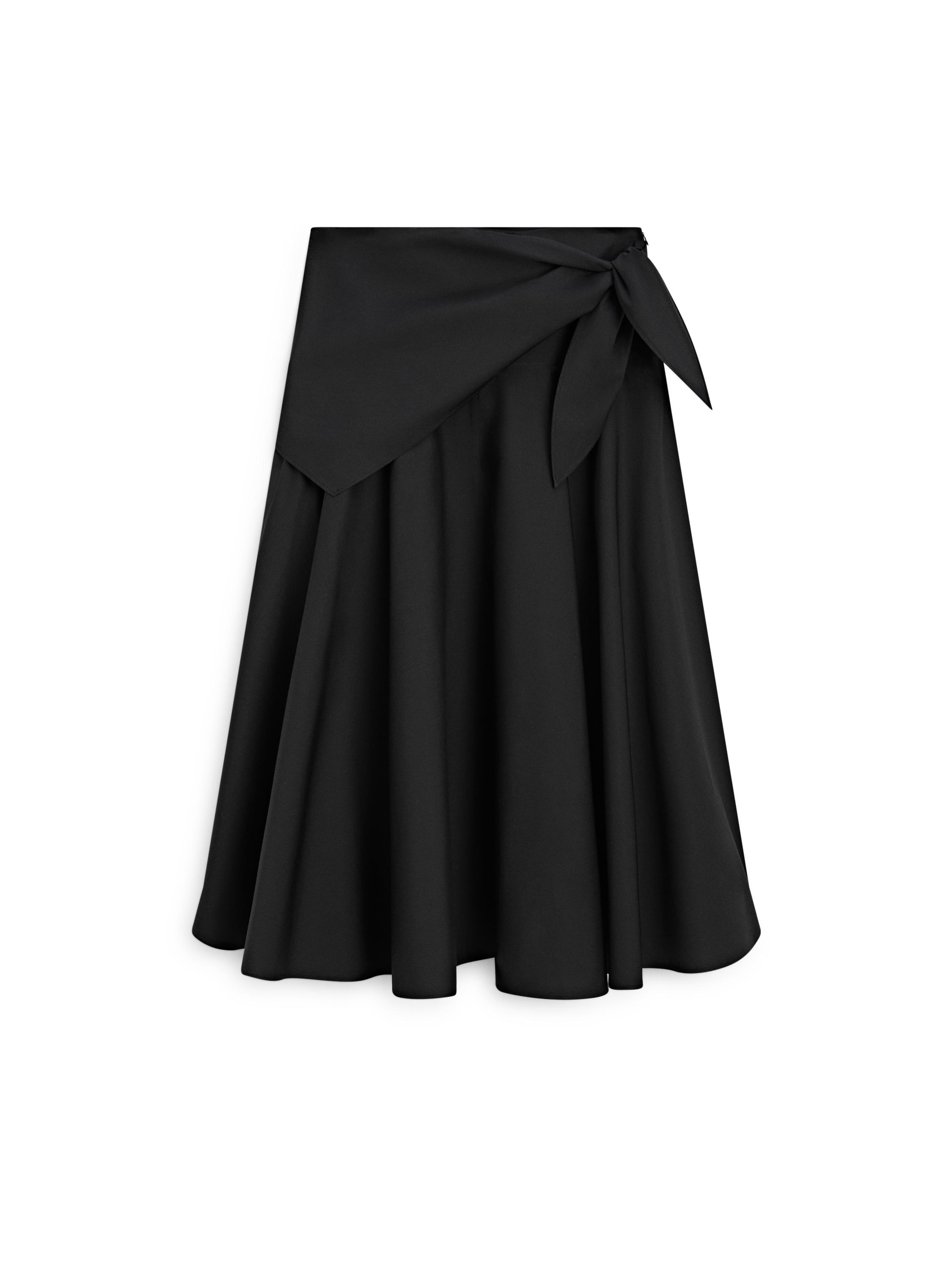 Midi skirt with scarf detail — BLACK