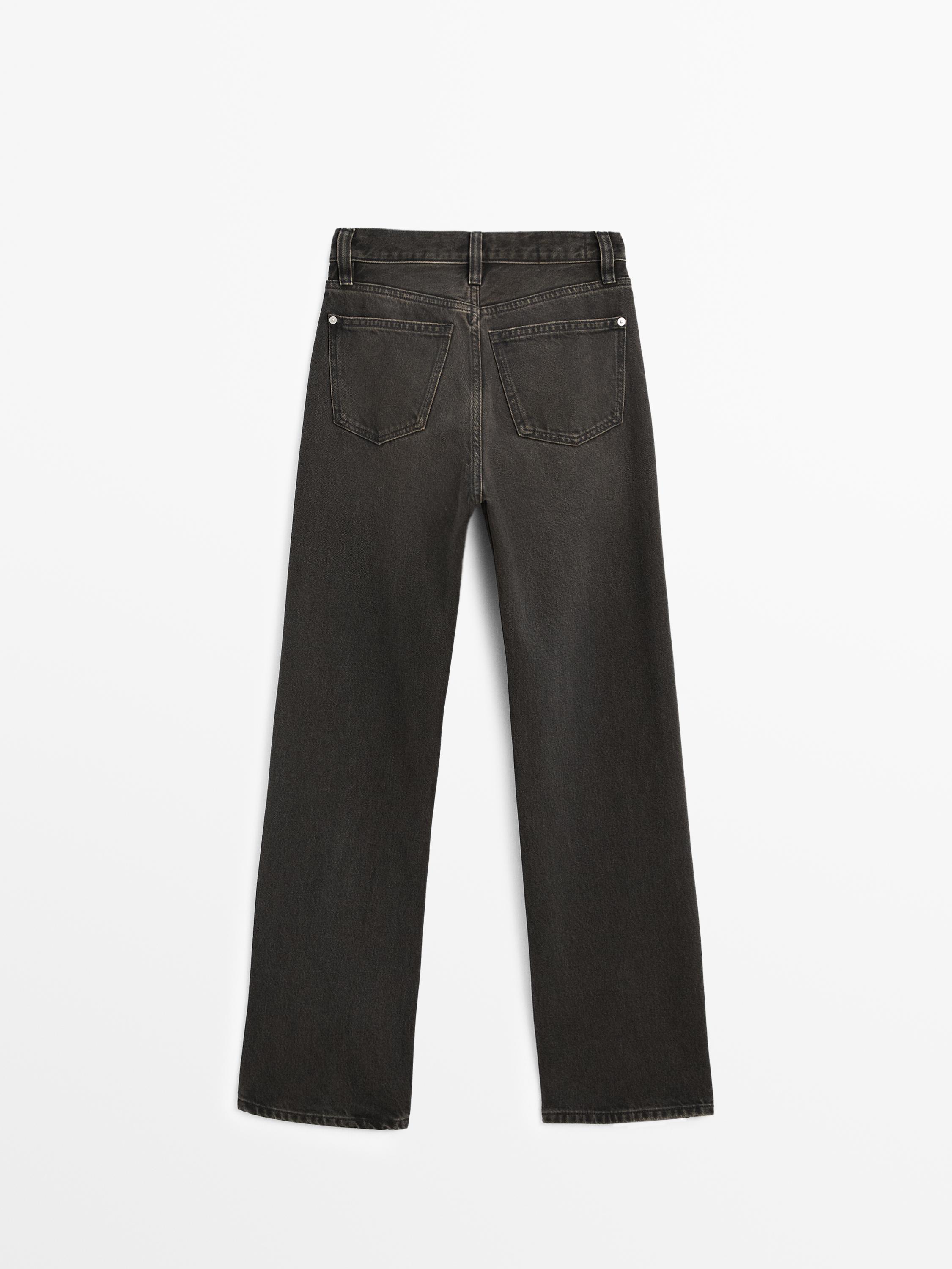 Straight-leg high-waist jeans