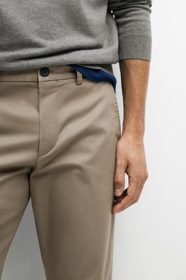 Cotton blend slim fit pants — GREEN 8