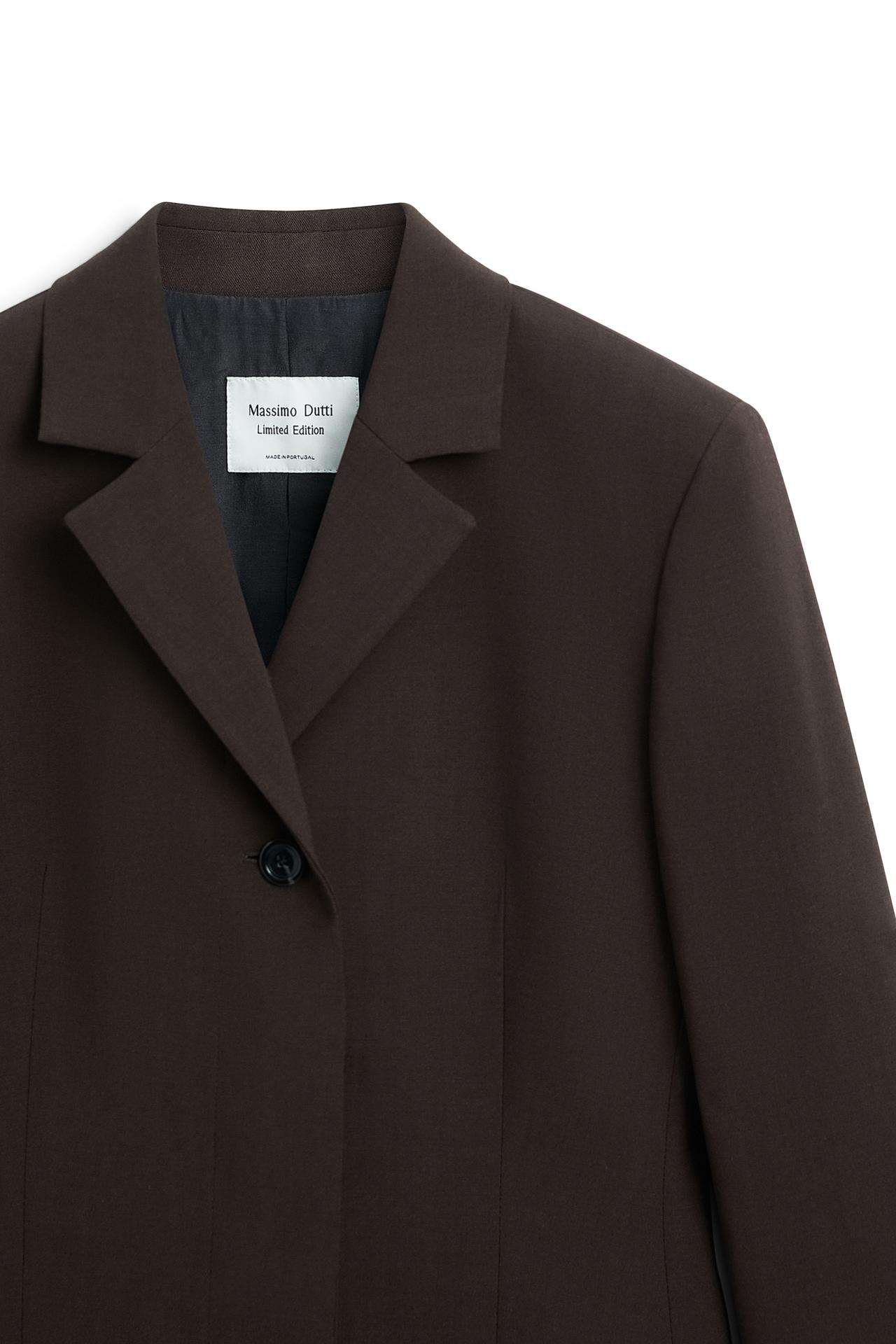 Long stretch wool blend blazer - LIMITED EDITION — Chocolate